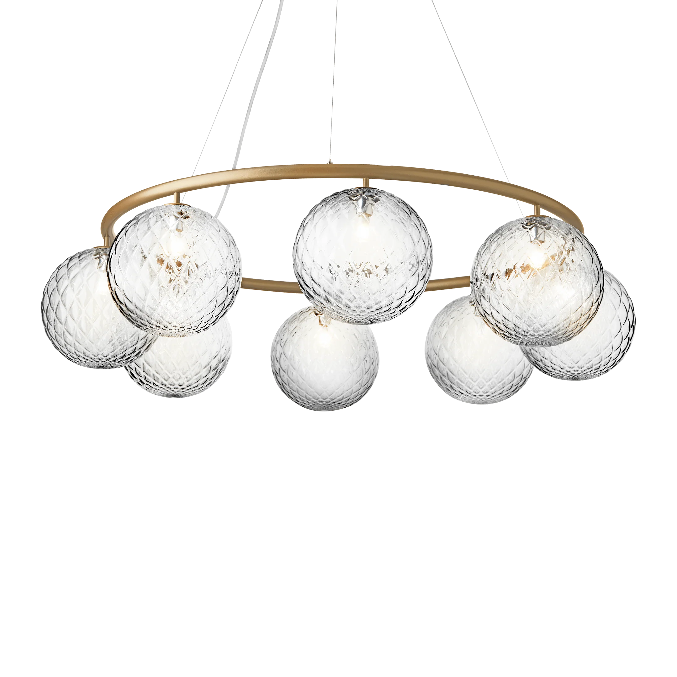 Lampa wisząca MIIRA 8 CIRCULAR mosiężny z transparentnym szkłem