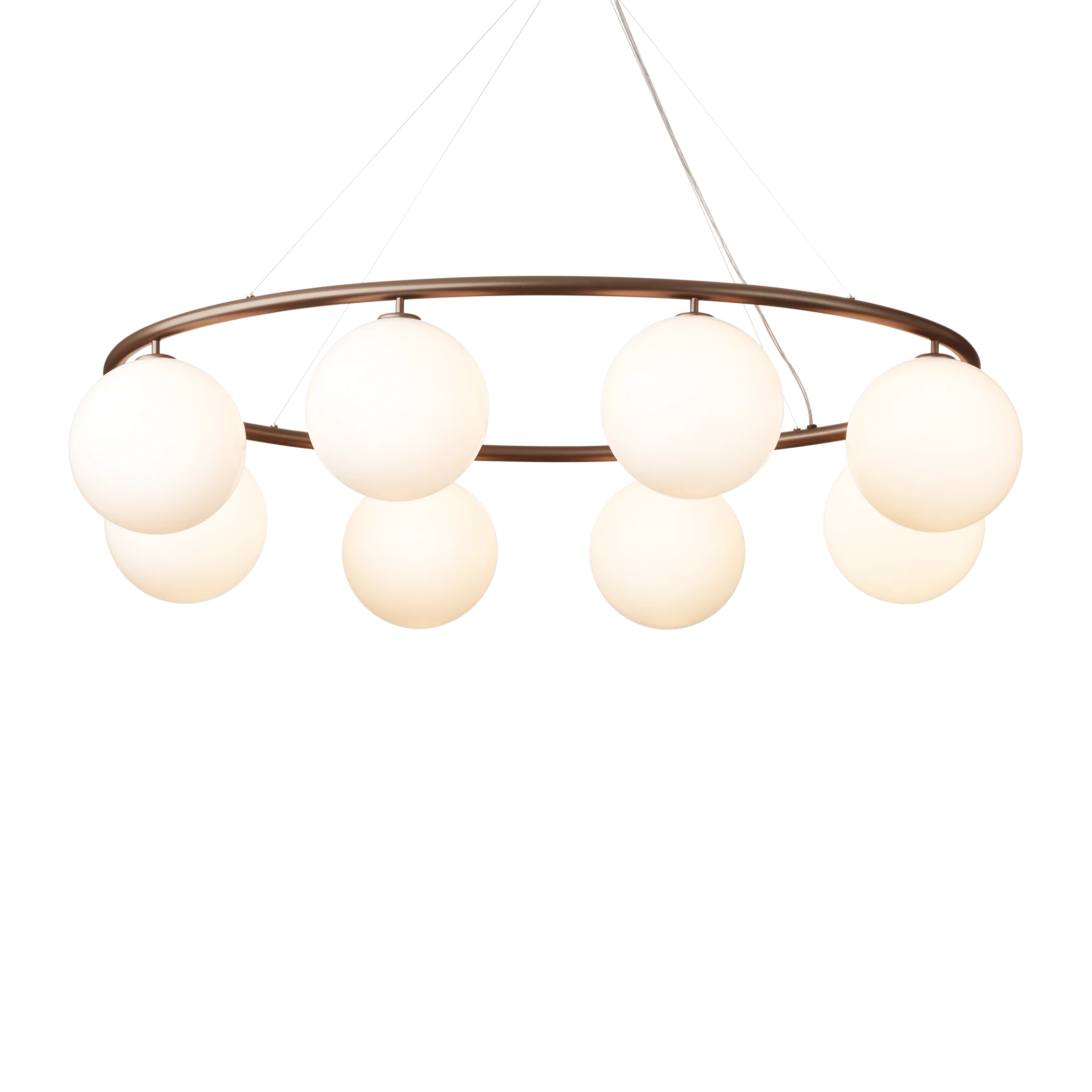 Lampa wisząca MIIRA 8 OVAL ciemnobrązowy z opalowym szkłem