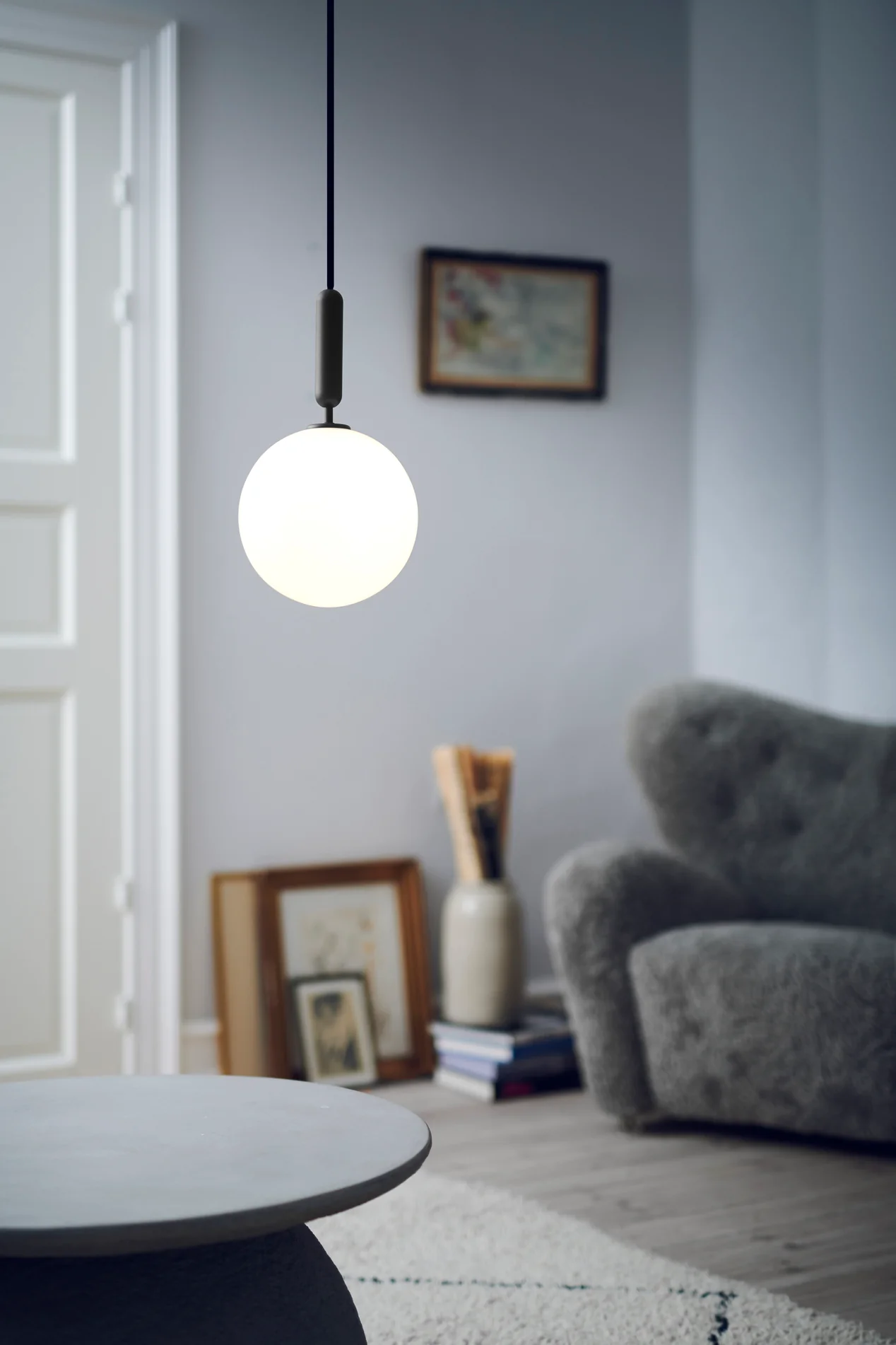 Lampa wisząca MIIRA grafitowy z opalowym szkłem - Image 5