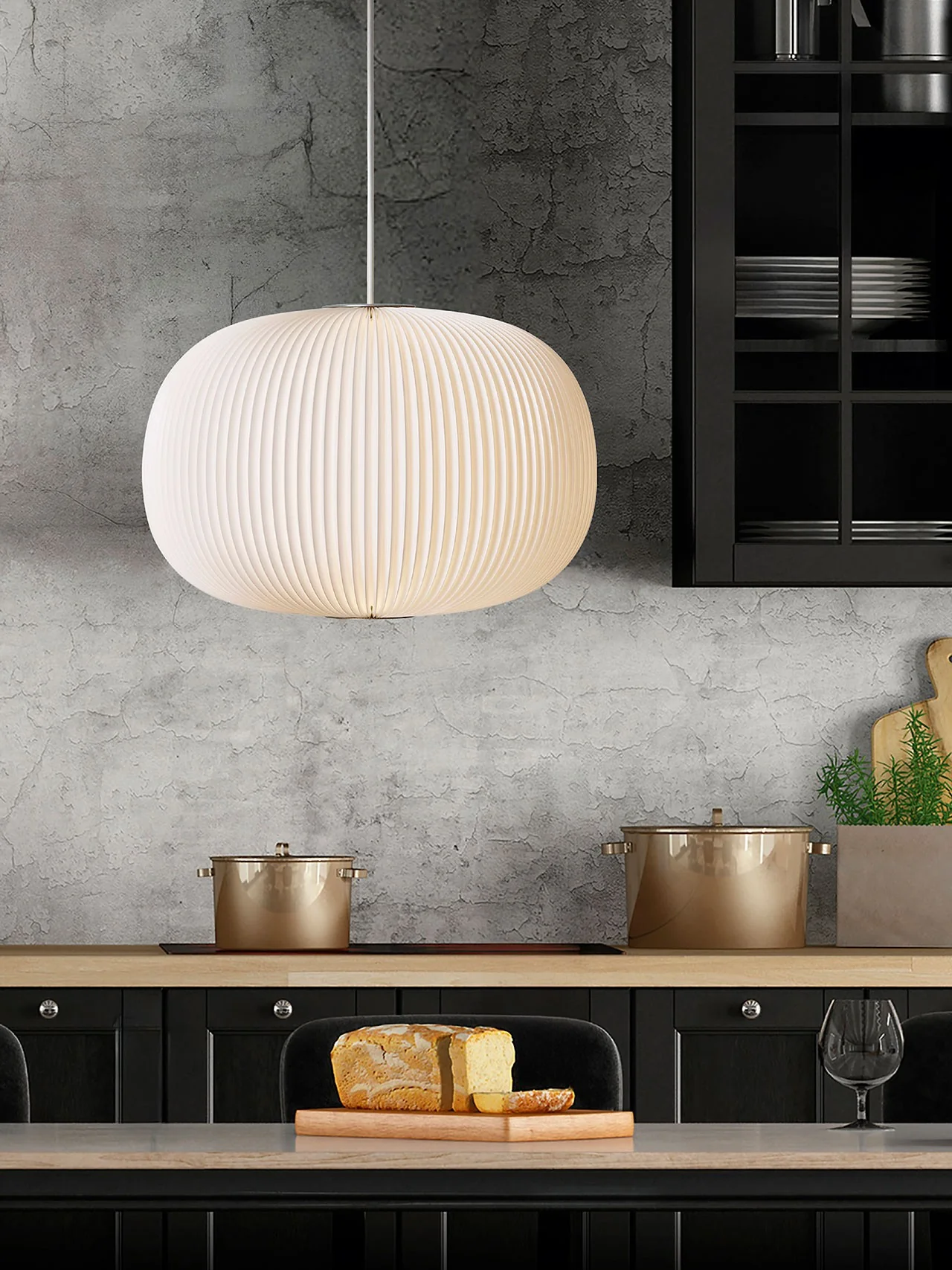 Lampa wisząca MODEL 132 LAMELLA 1 biały z czarnym wykończeniem - Image 2
