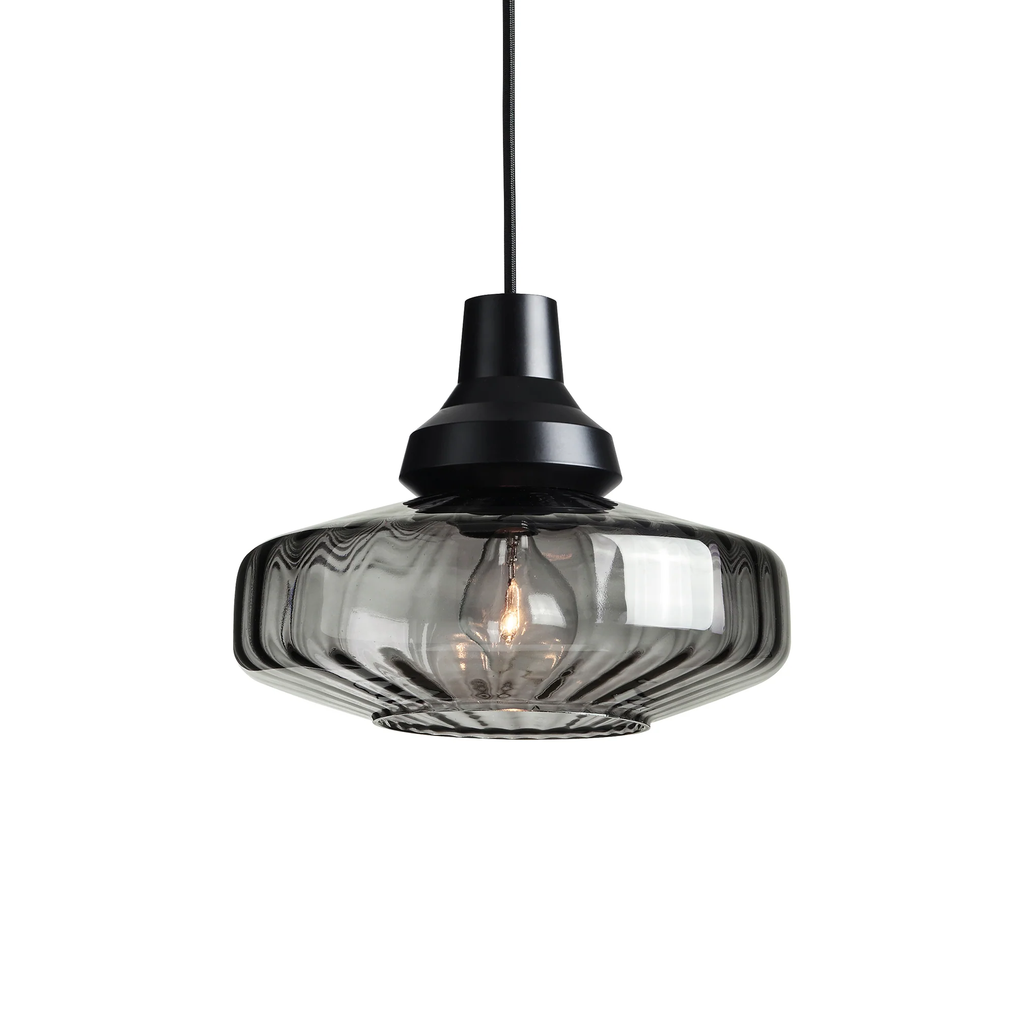 Lampa wisząca NEW WAVE OPTIC dymione szkło z czarnym wykończeniem