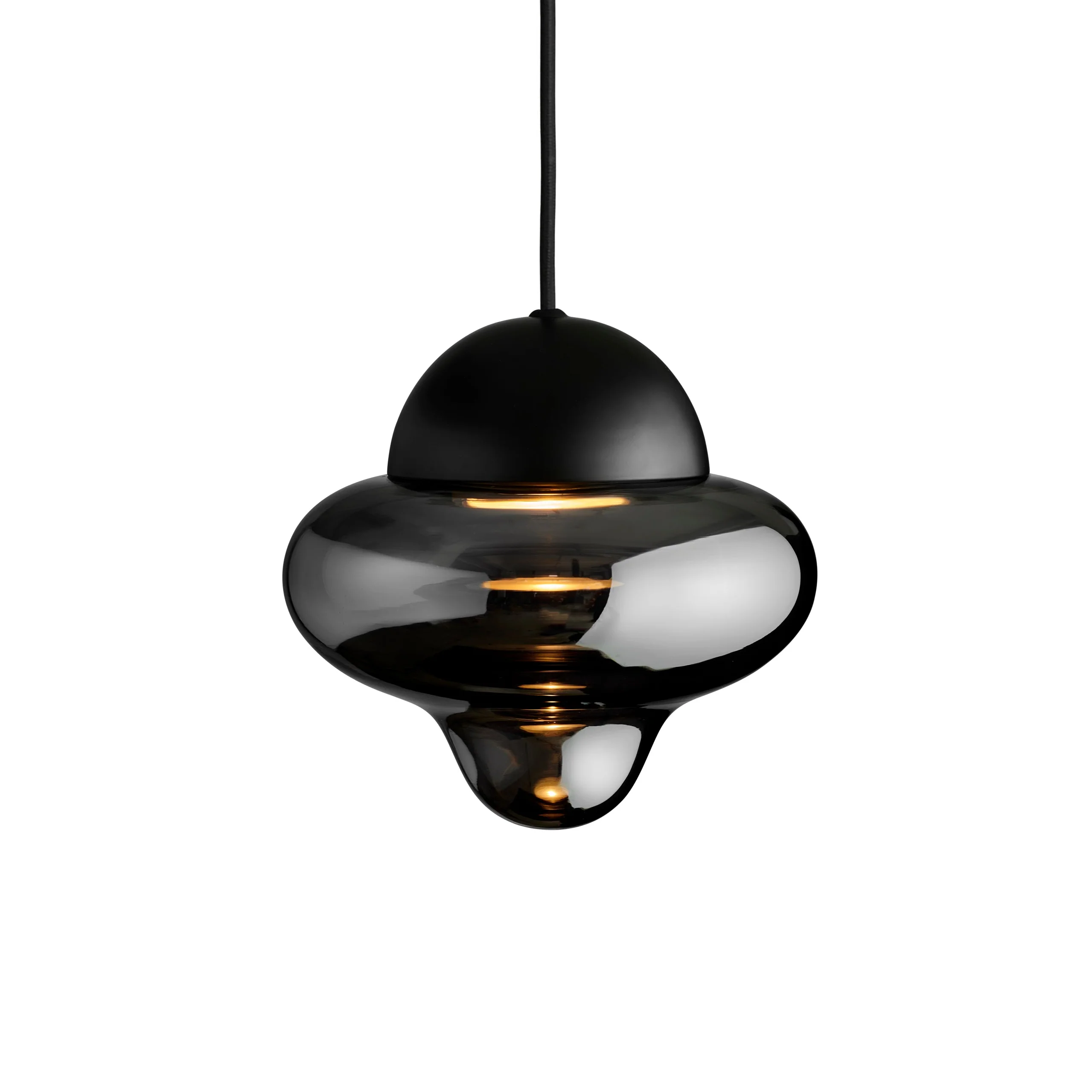 Lampa wisząca NUTTY szkło dymione z czarnym wykończeniem