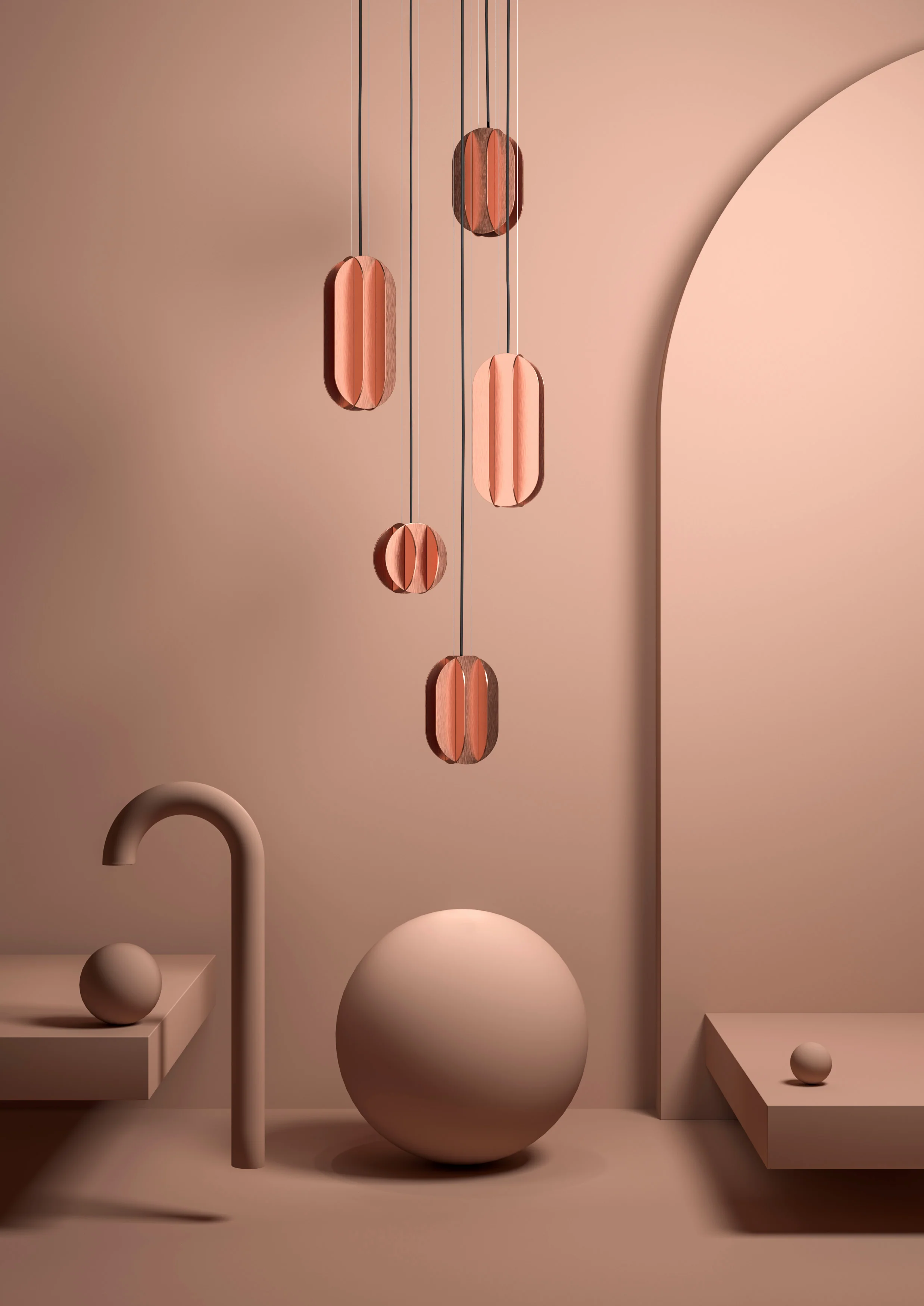 Lampa wisząca okrągła EL miedź - Image 2