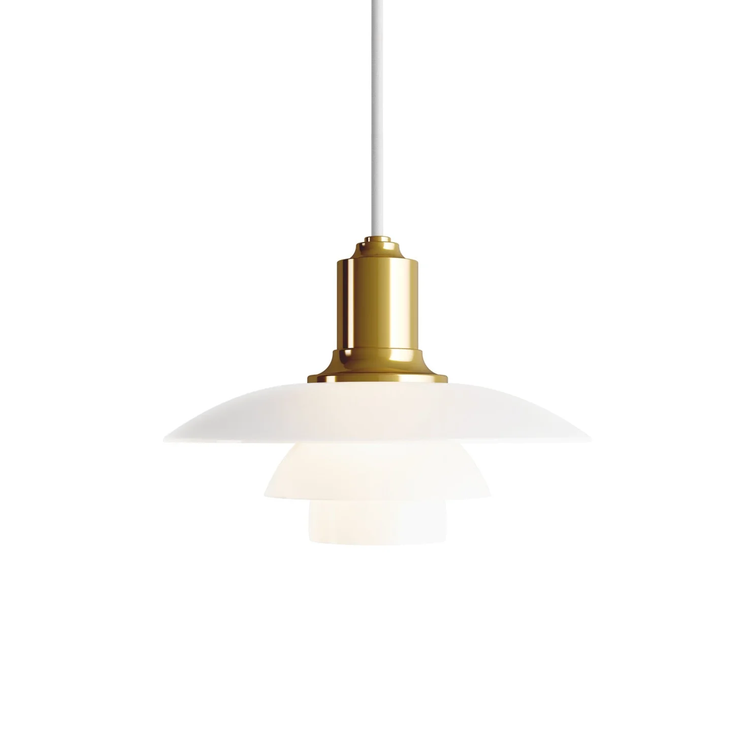 Lampa wisząca PH 2/1 biały z mosiężnym wykończeniem