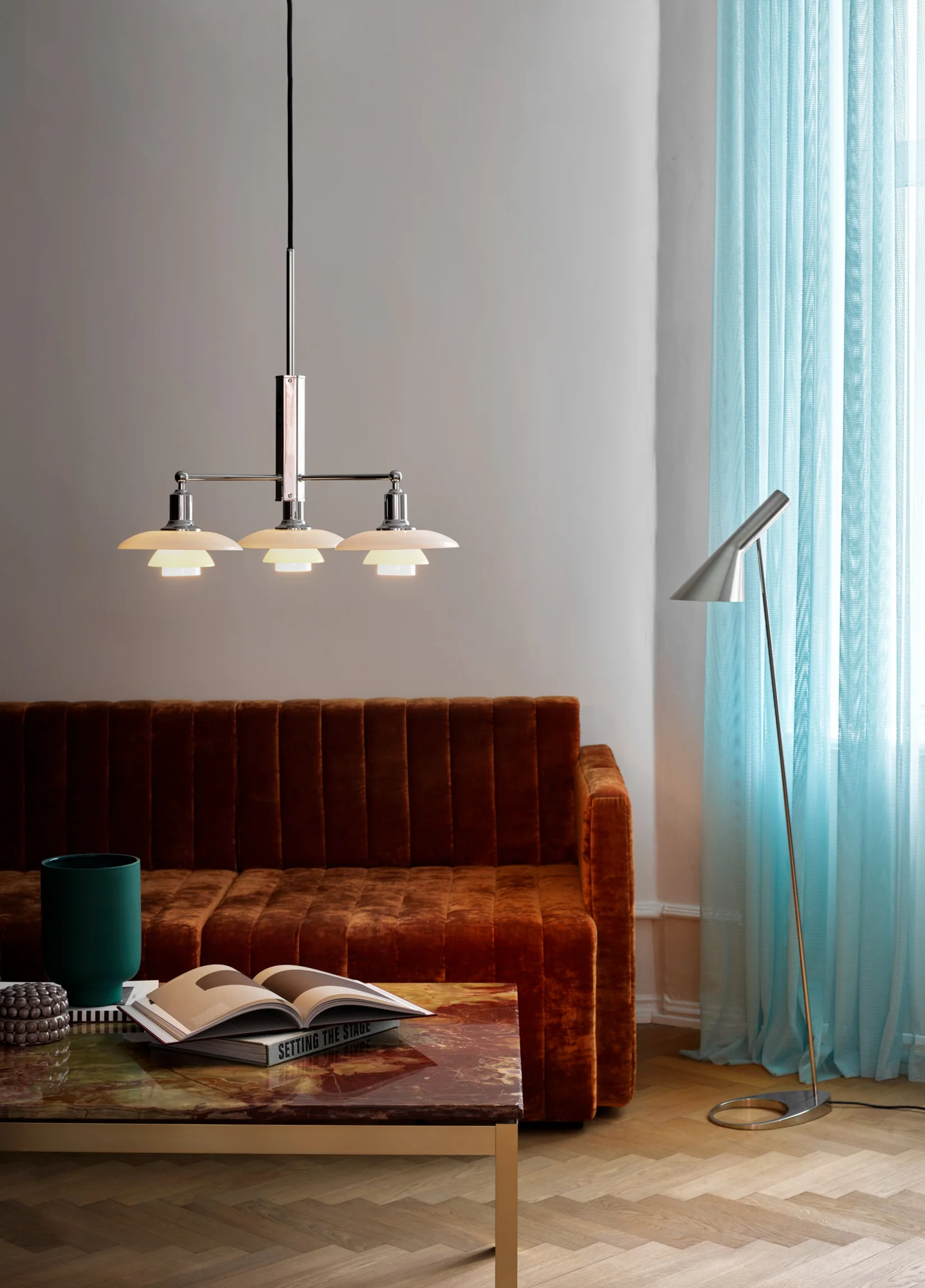 Lampa wisząca PH 2/1 STEM FITTING biały z chromowanym wykończeniem - Image 3