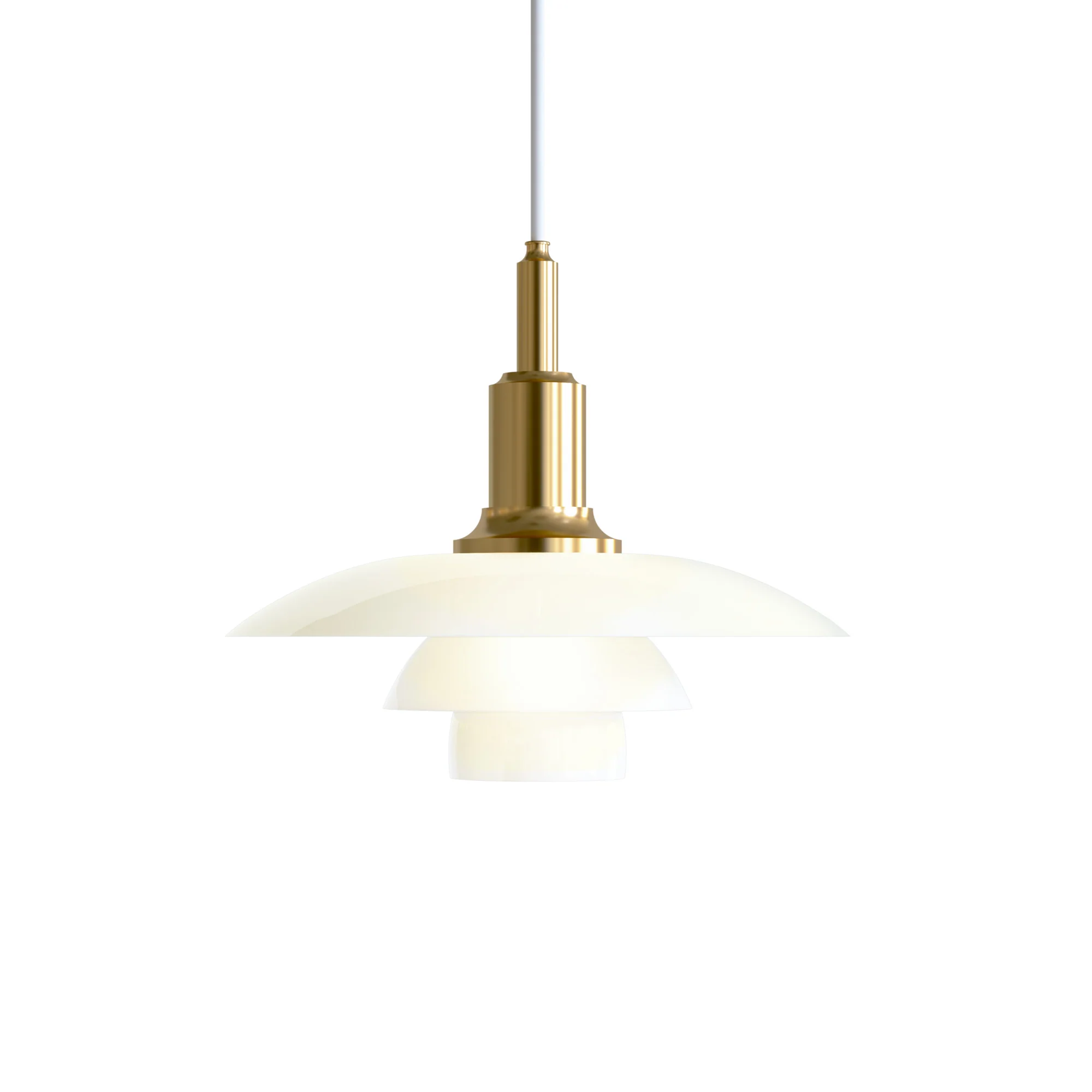 Lampa wisząca PH 3/2 biały z mosiężnym wykończeniem