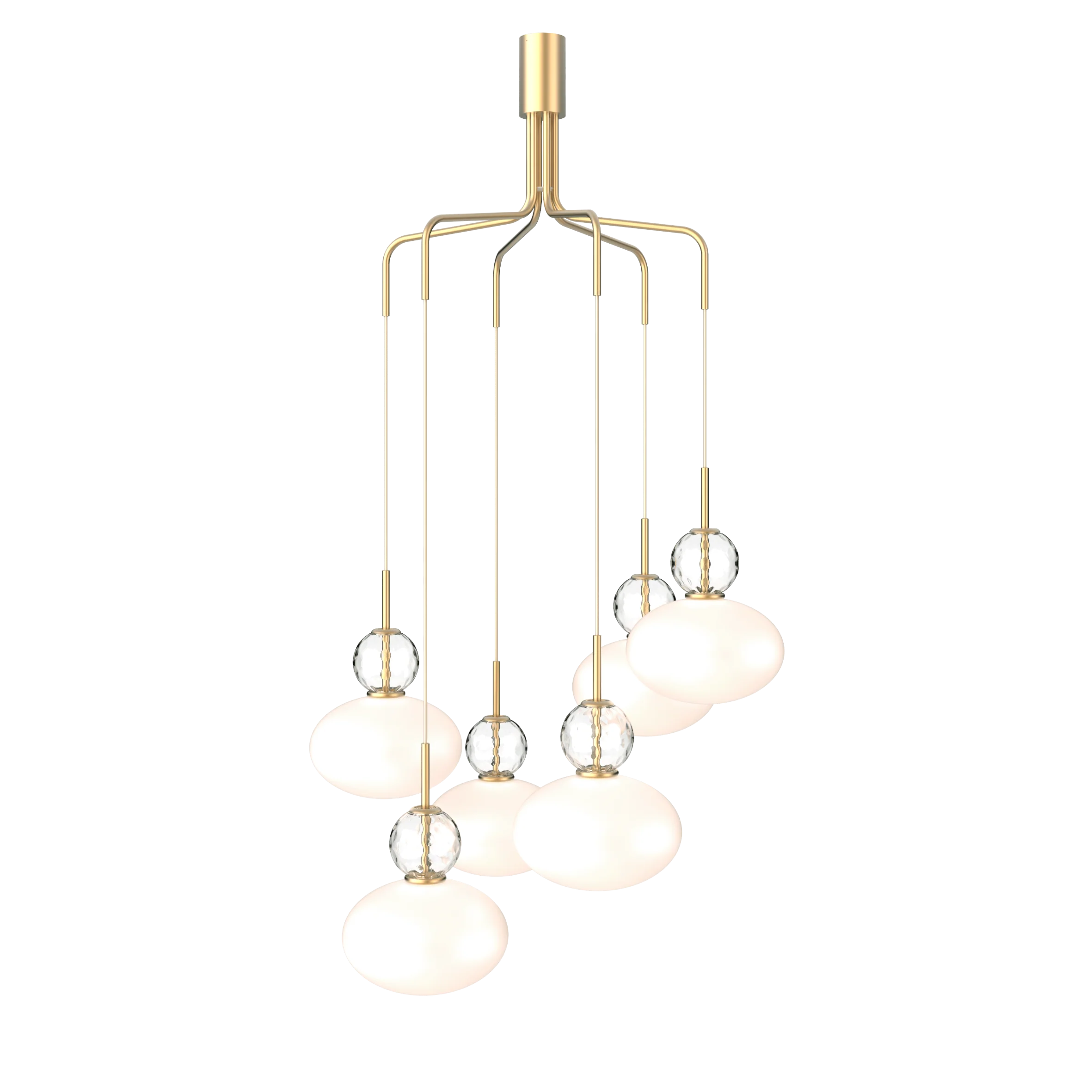 Lampa wisząca RIZZATTO 6 mosiężny z opalowym szkłem