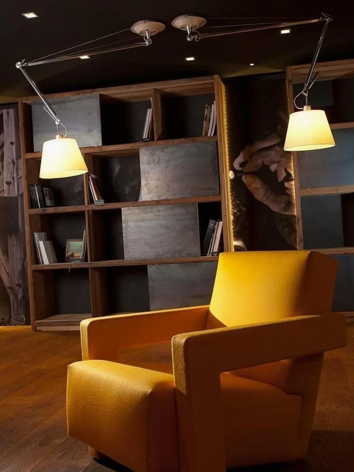 Lampa wisząca regulowana TOLOMEO DECENTRATA klosz pergaminowy z aluminiowym ramieniem - Image 2