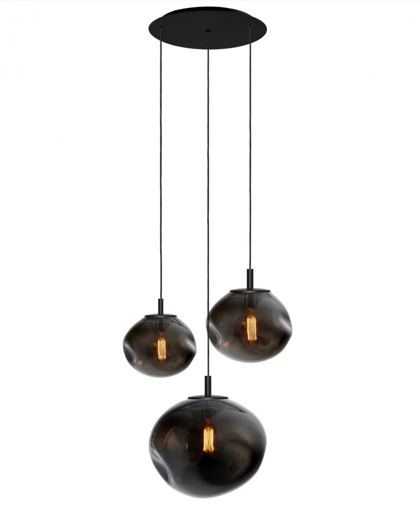 Lampa wisząca trzypunktowa AVIA 3 dymiony czarny z czarnym wykończeniem - Image 3
