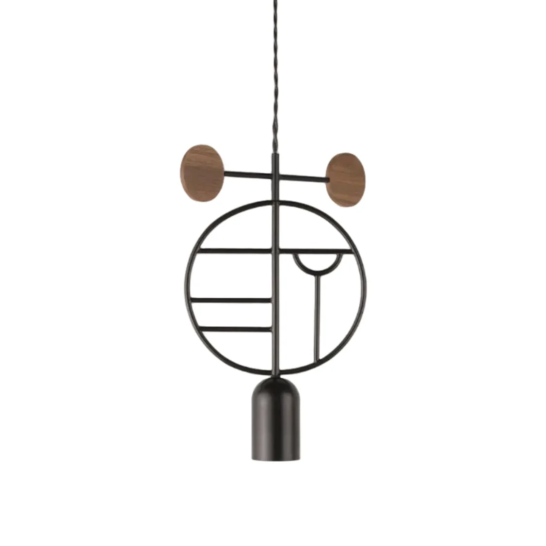 Lampa wisząca WOODEN DOTS WD06 grafitowy z drewnem orzechowym