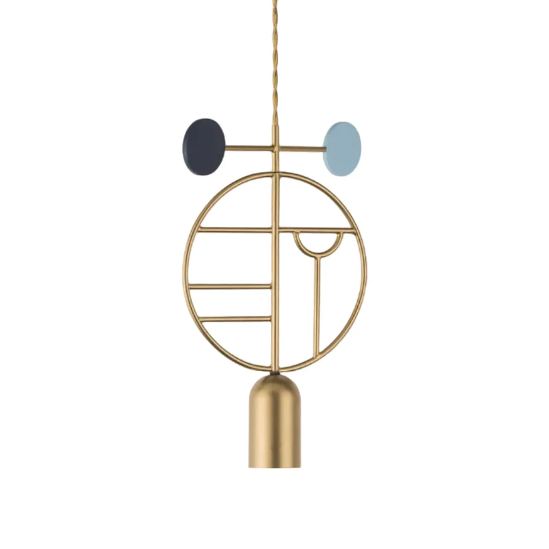 Lampa wisząca WOODEN DOTS WD06 mosiężny z niebieskim