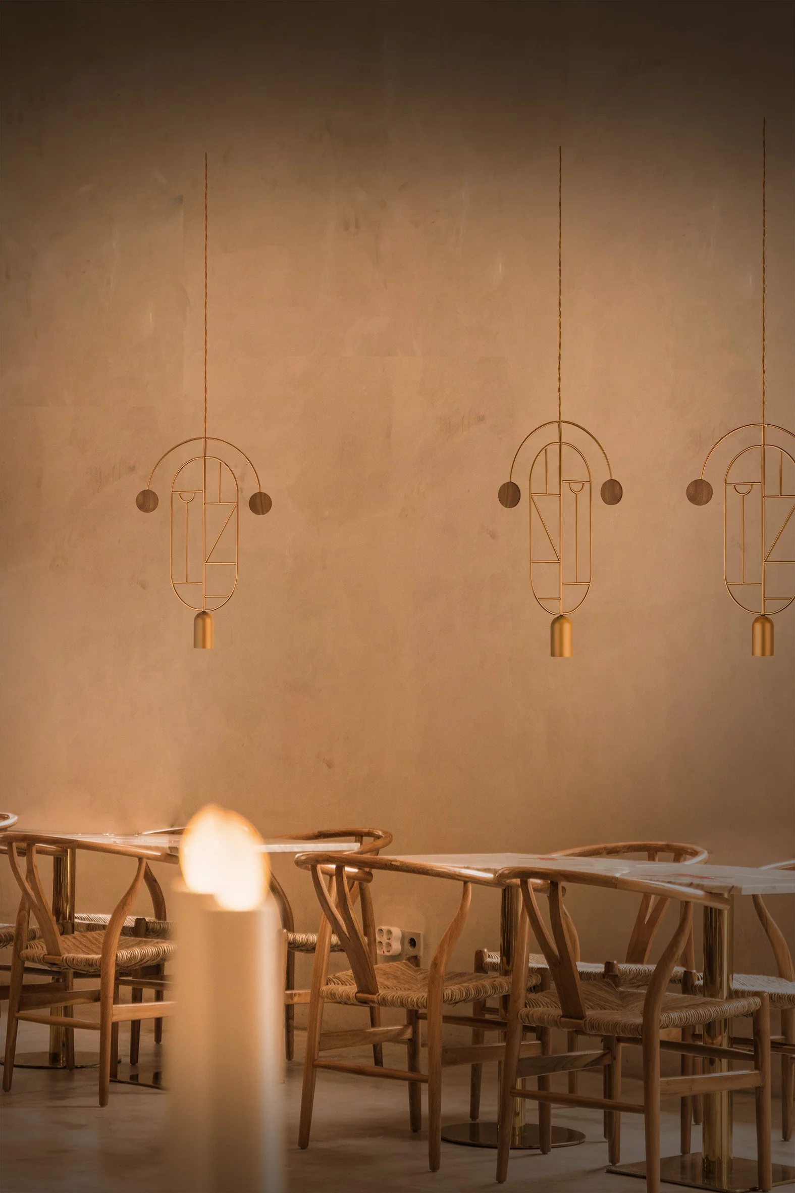Lampa wisząca WOODEN DOTS WD07 mosiężny z drewnem orzechowym - Image 2
