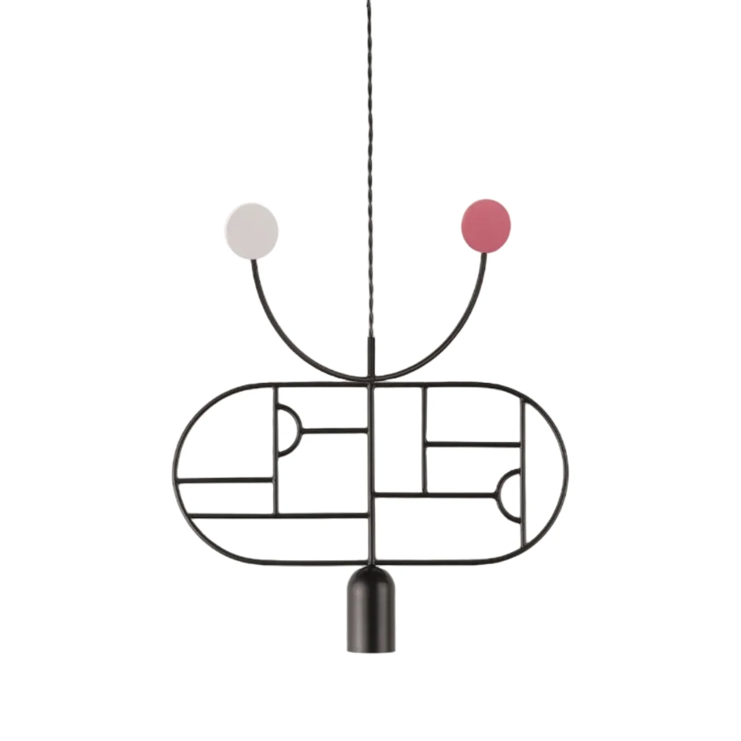 Lampa wisząca WOODEN DOTS WD08 grafitowy z czerwonym i białym
