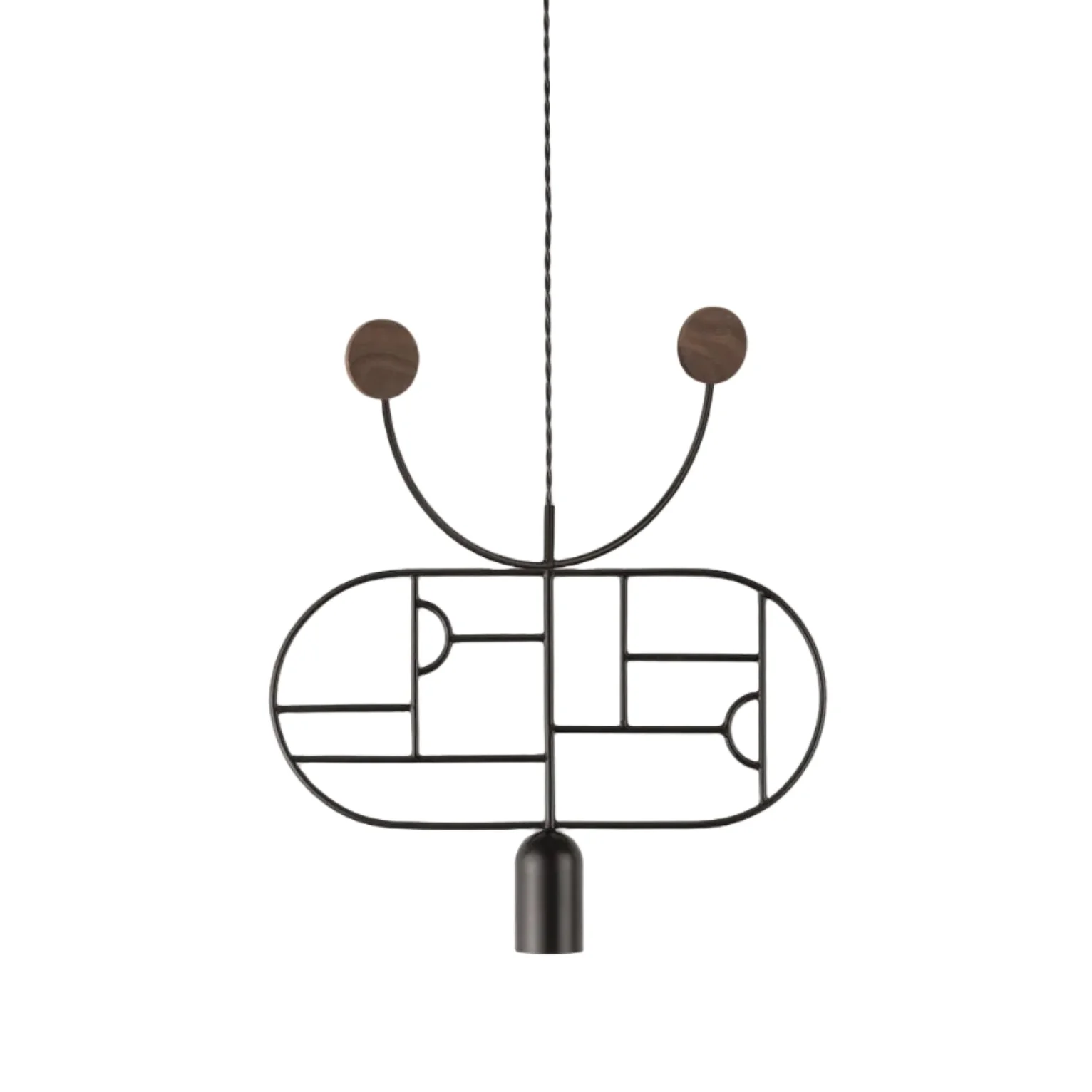 Lampa wisząca WOODEN DOTS WD08 grafitowy z drewnem orzechowym