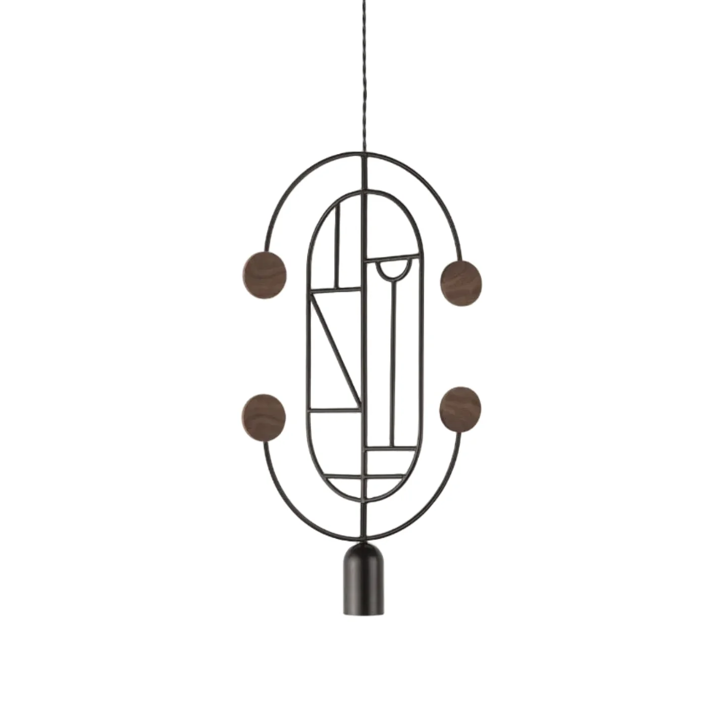 Lampa wisząca WOODEN DOTS WDS04 grafitowy z drewnem orzechowym