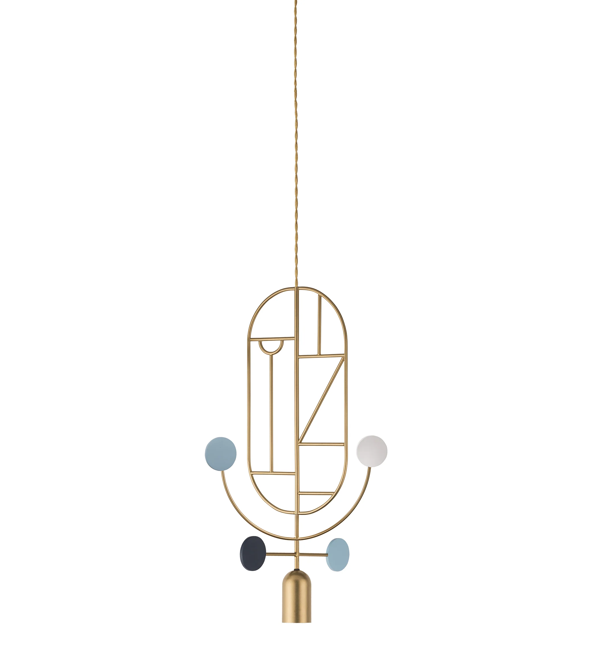 Lampa wisząca WOODEN DOTS WDS05 mosiężny z białym i niebieskim - Image 3
