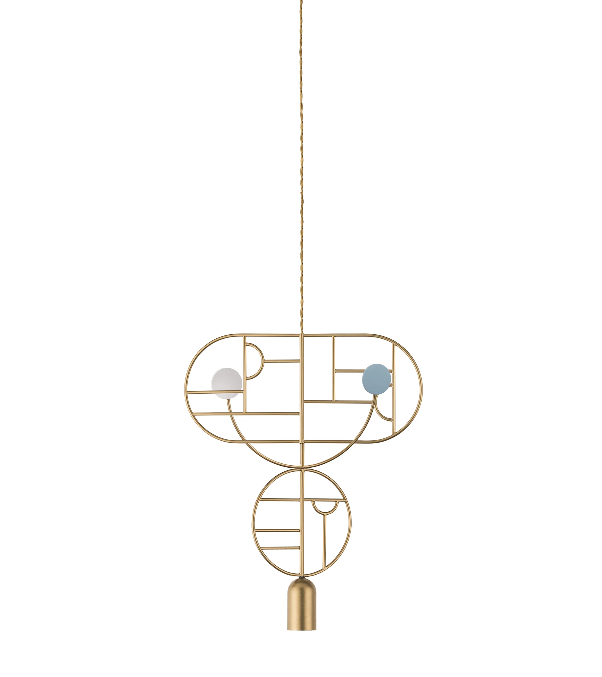 Lampa wisząca WOODEN DOTS WDS07 mosiężny z białym i niebieskim - Image 3