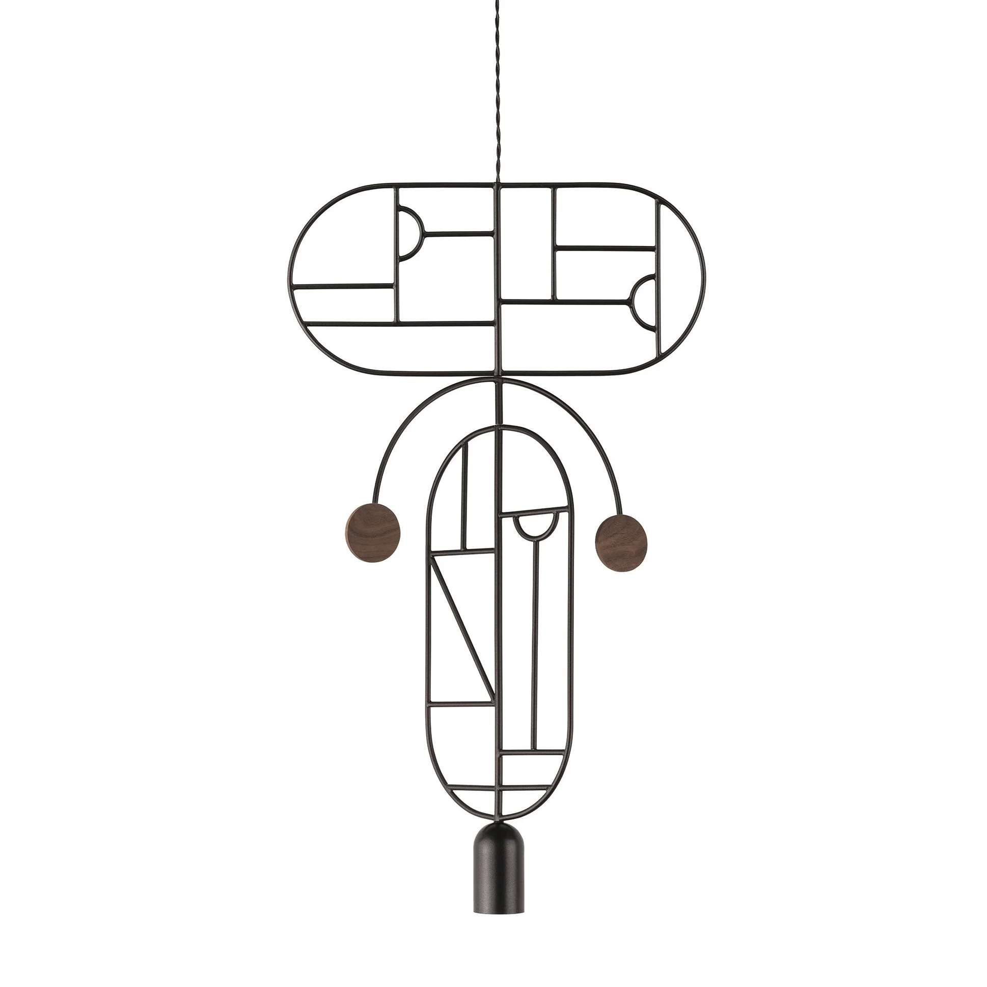 Lampa wisząca WOODEN DOTS WDS09 grafitowy z drewnem orzechowym