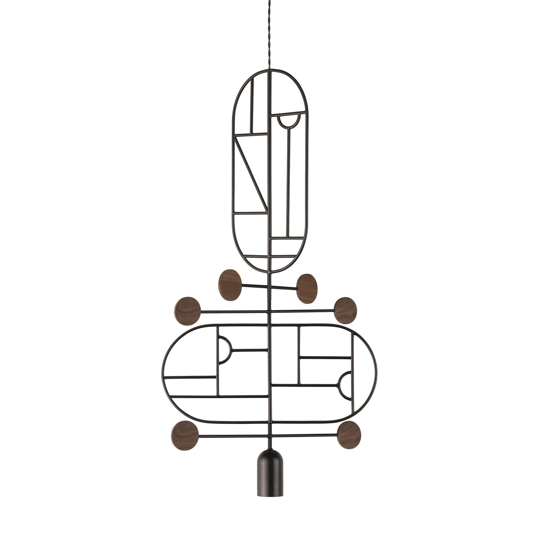 Lampa wisząca WOODEN DOTS WDS13 grafitowy z drewnem orzechowym