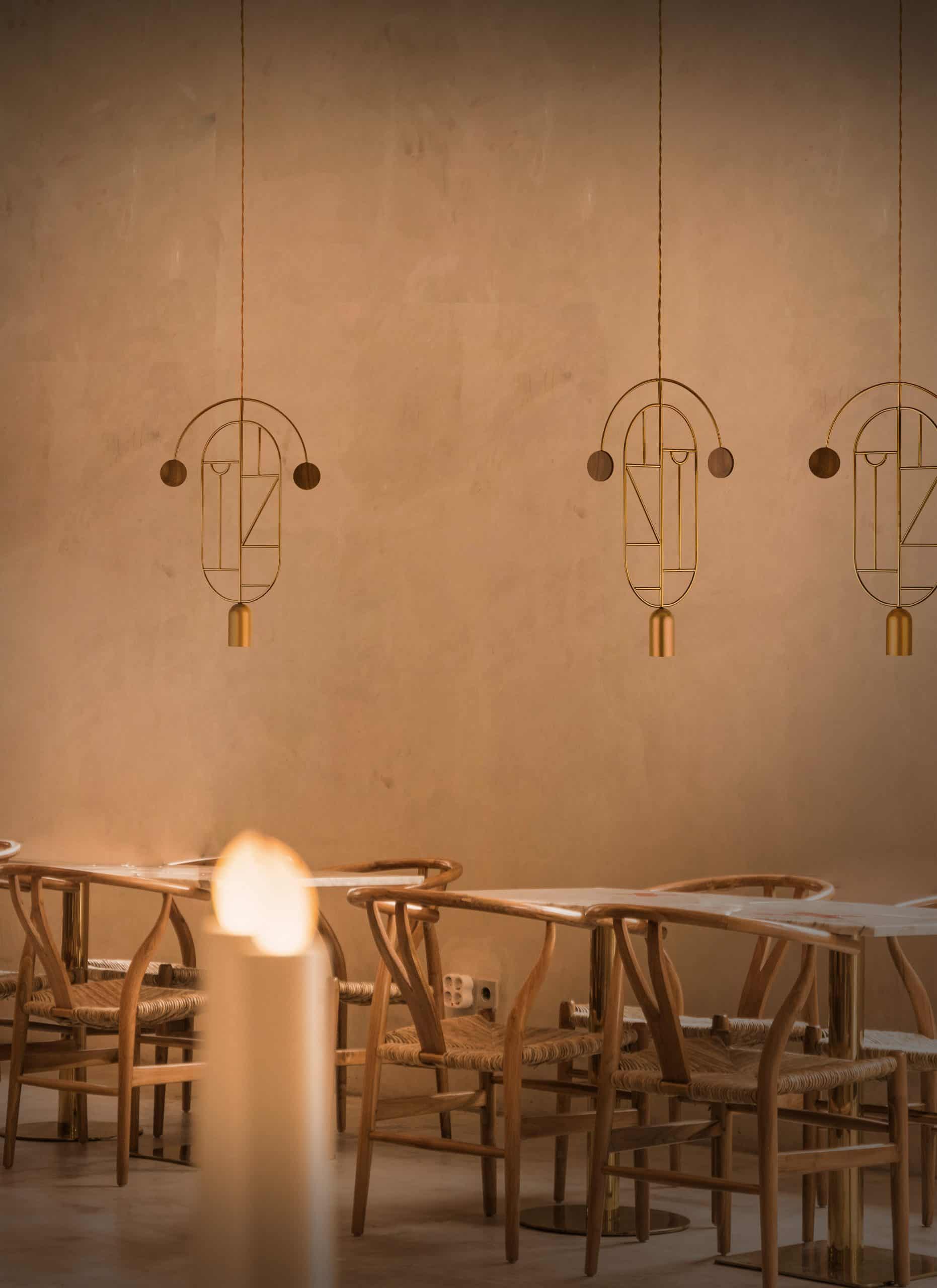 Lampa wisząca WOODEN DOTS WD06 mosiężny z drewnem orzechowym - Image 6