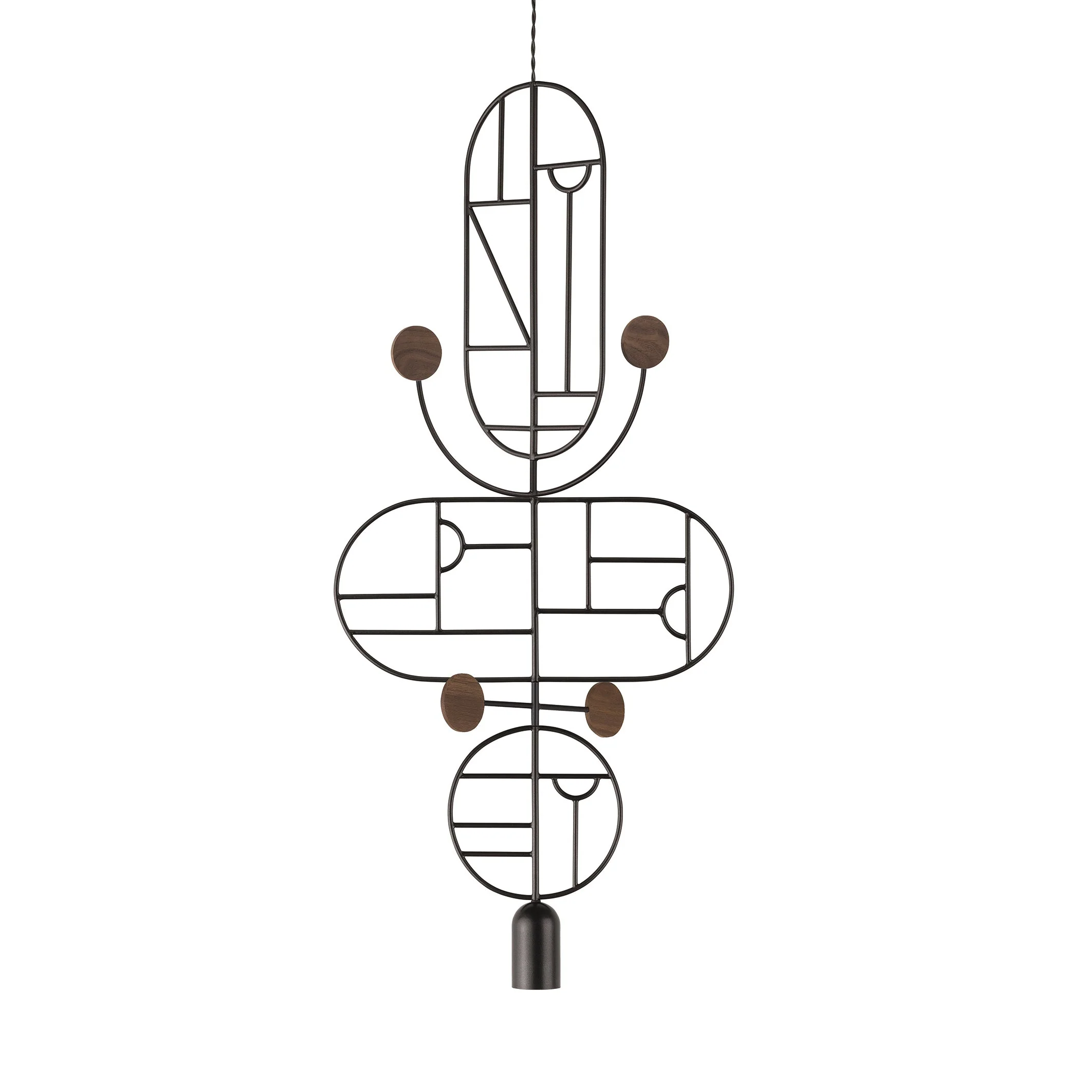 Lampa wisząca WOODEN DOTS WDS15 grafitowy z drewnem orzechowym