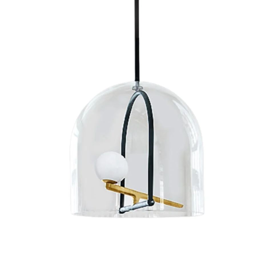 Lampa wisząca YANZI czarny ze złotym ze szklanym kloszem