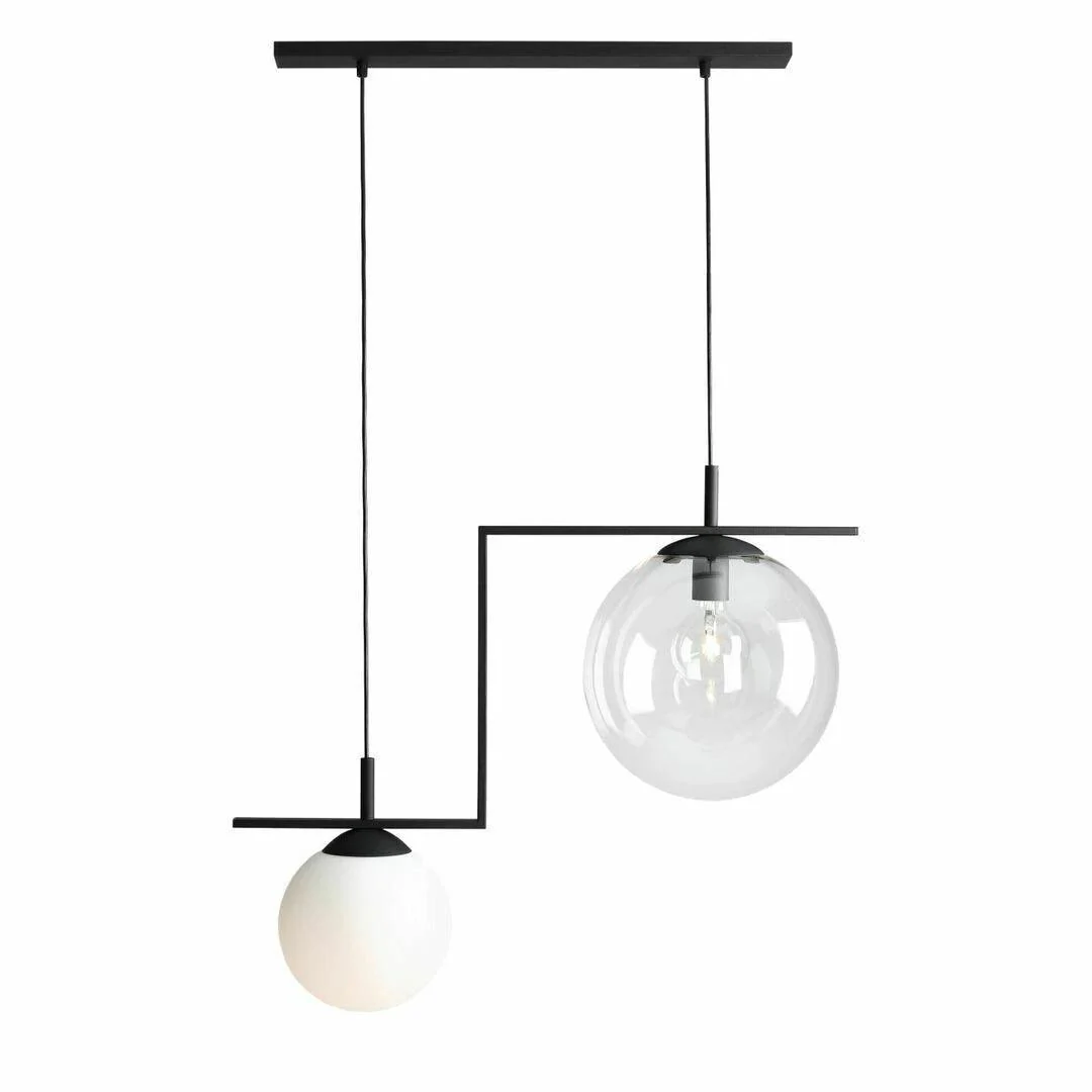 Lampa wisząca ZAC DUO czarny z białym i przezroczystym kloszem