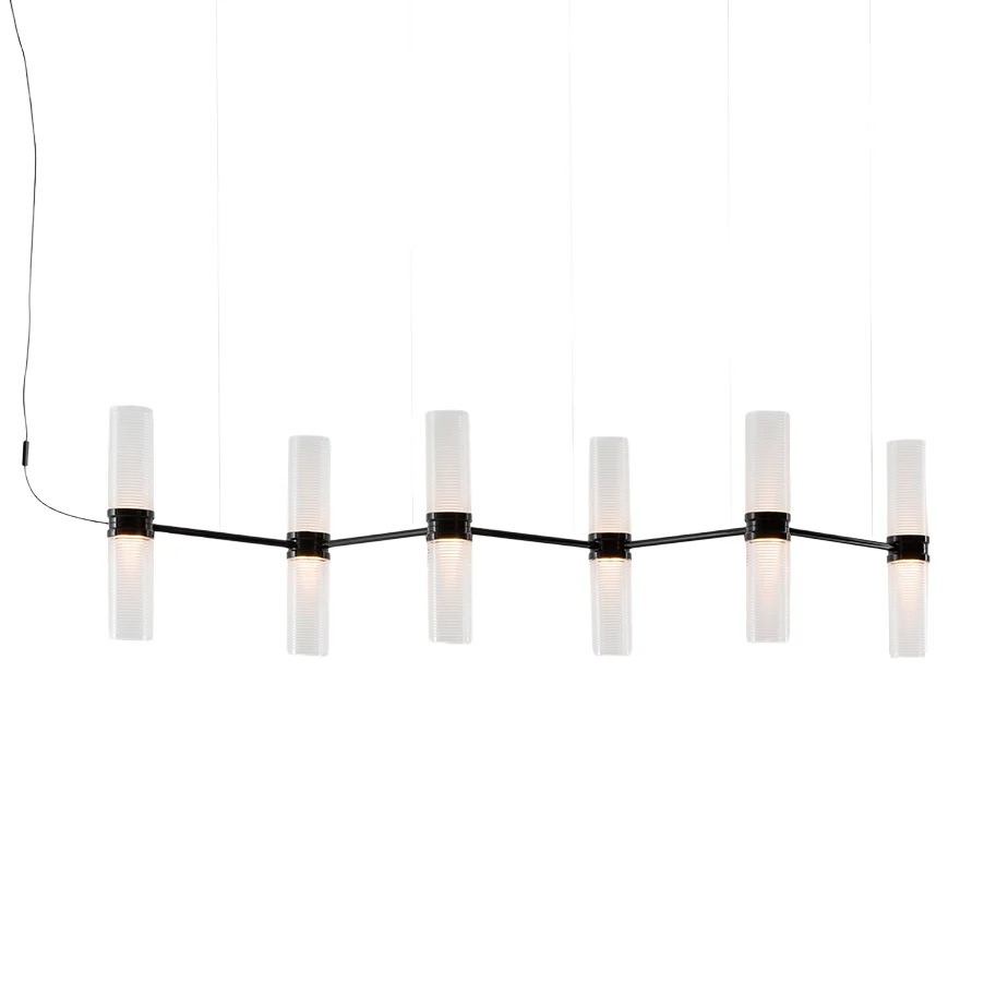 Lampa wisząca ZEPHYR LINEAR transparentny z czarnym wykończeniem