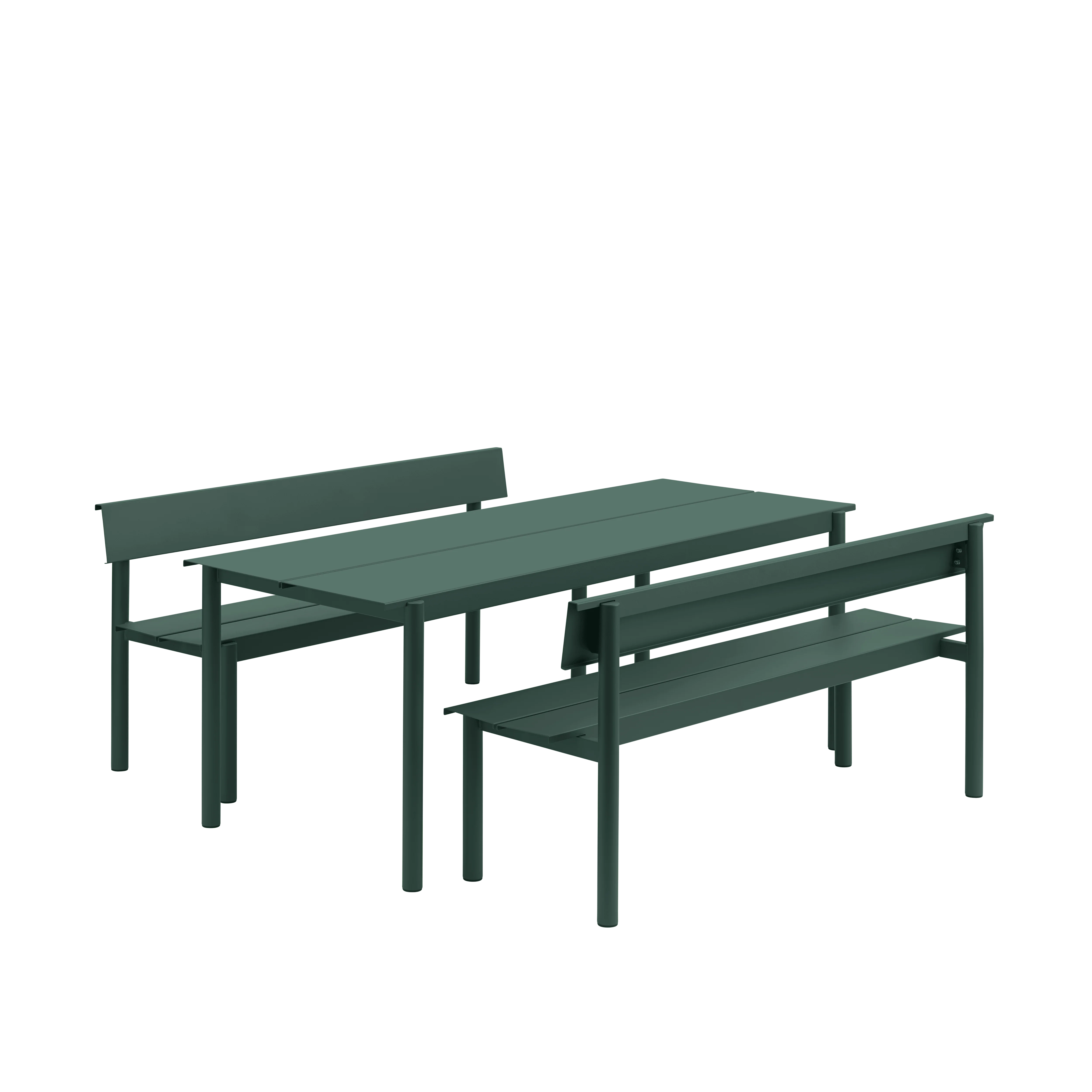 Ławka z oparciem zewnętrzna LINEAR ciemnozielona stal - Image 4