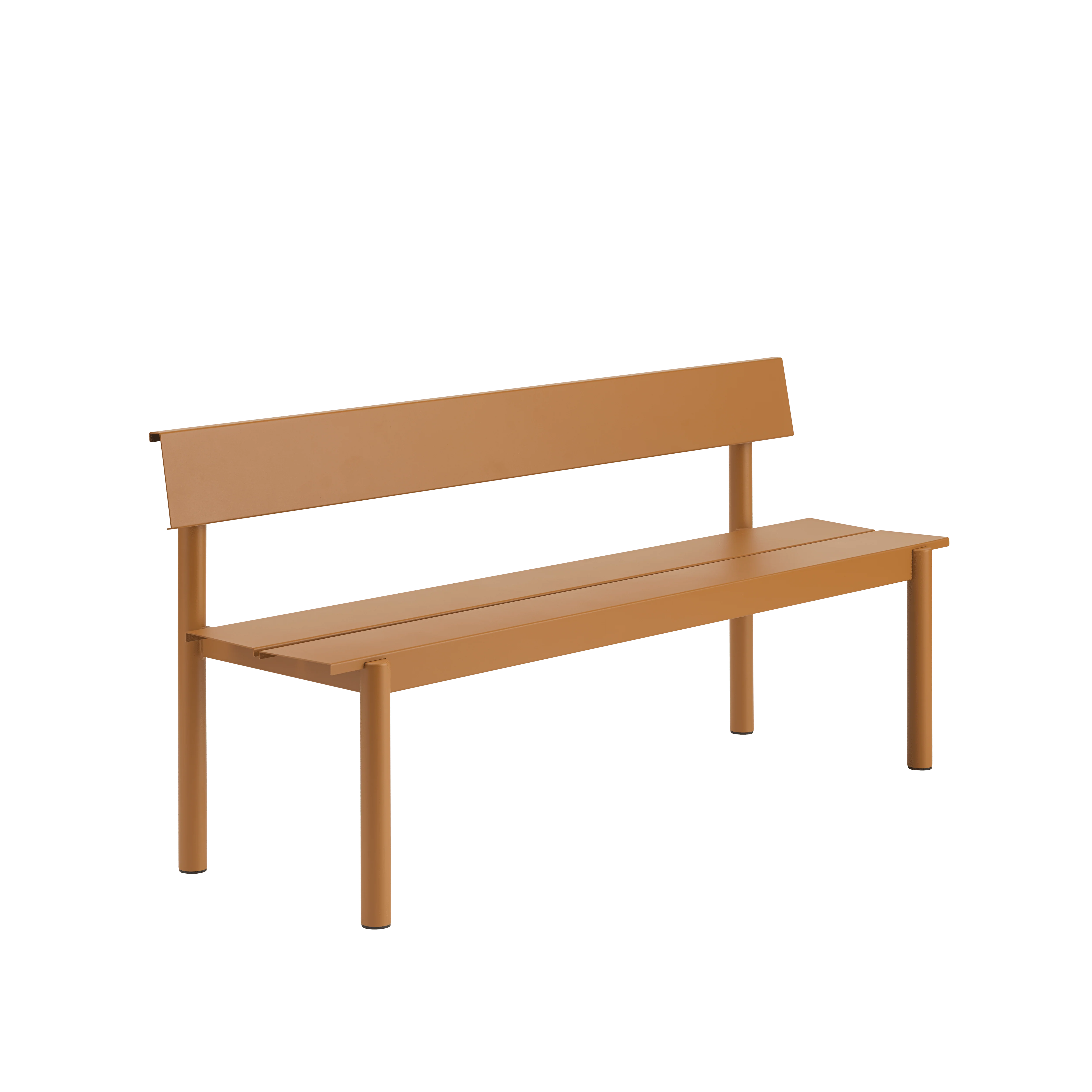Ławka z oparciem zewnętrzna LINEAR pomarańczowa stal - Image 3