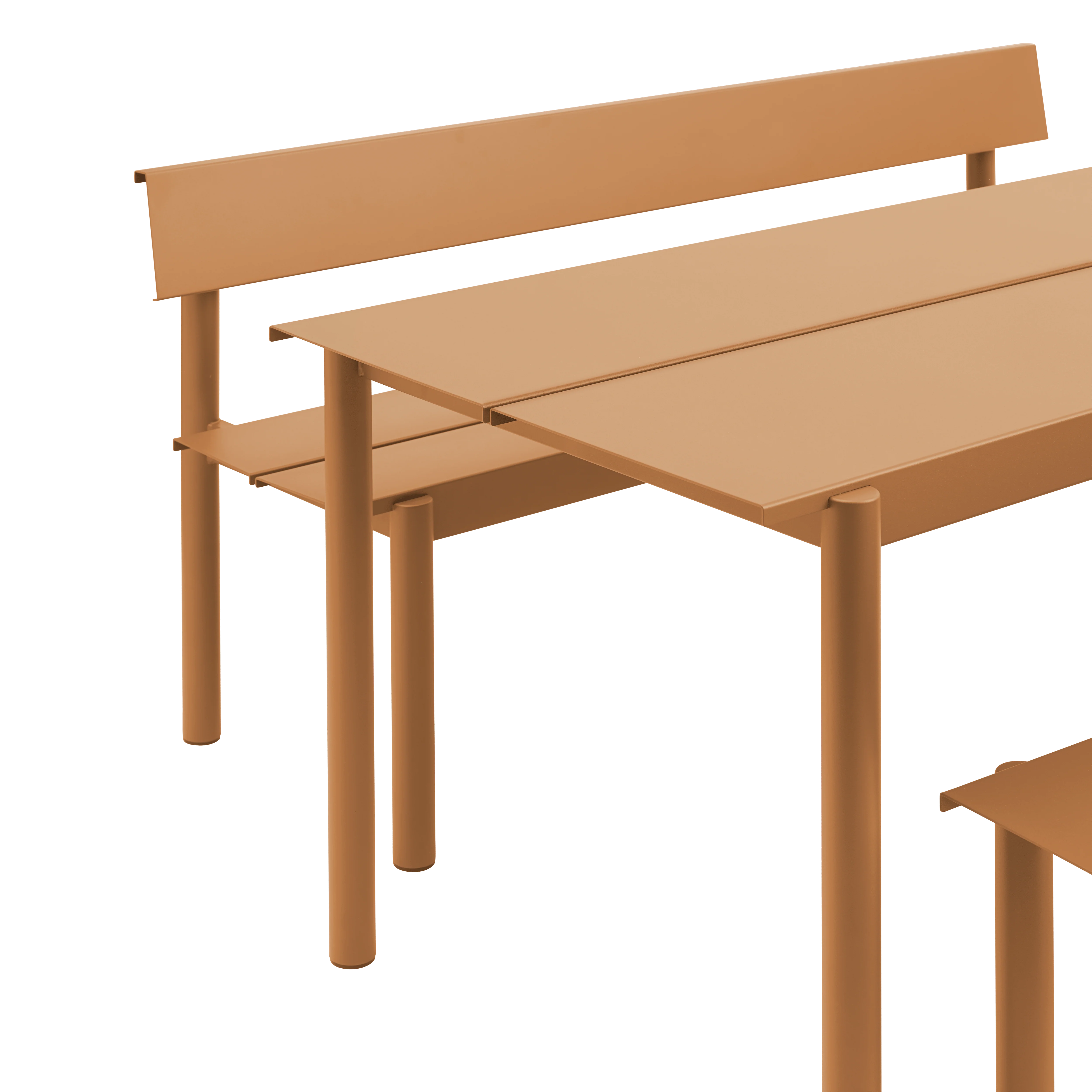 Ławka z oparciem zewnętrzna LINEAR pomarańczowa stal - Image 5