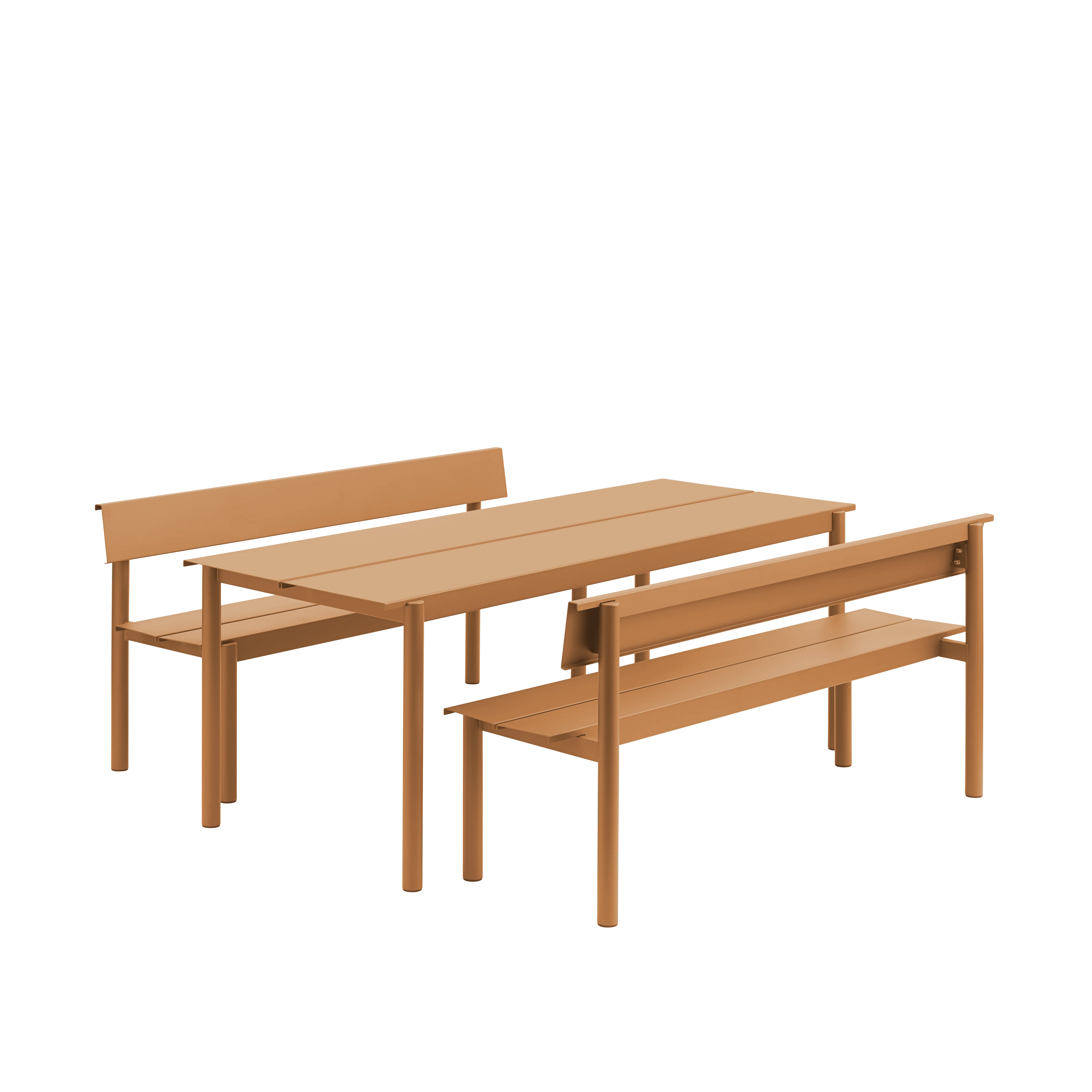 Ławka z oparciem zewnętrzna LINEAR pomarańczowa stal - Image 6