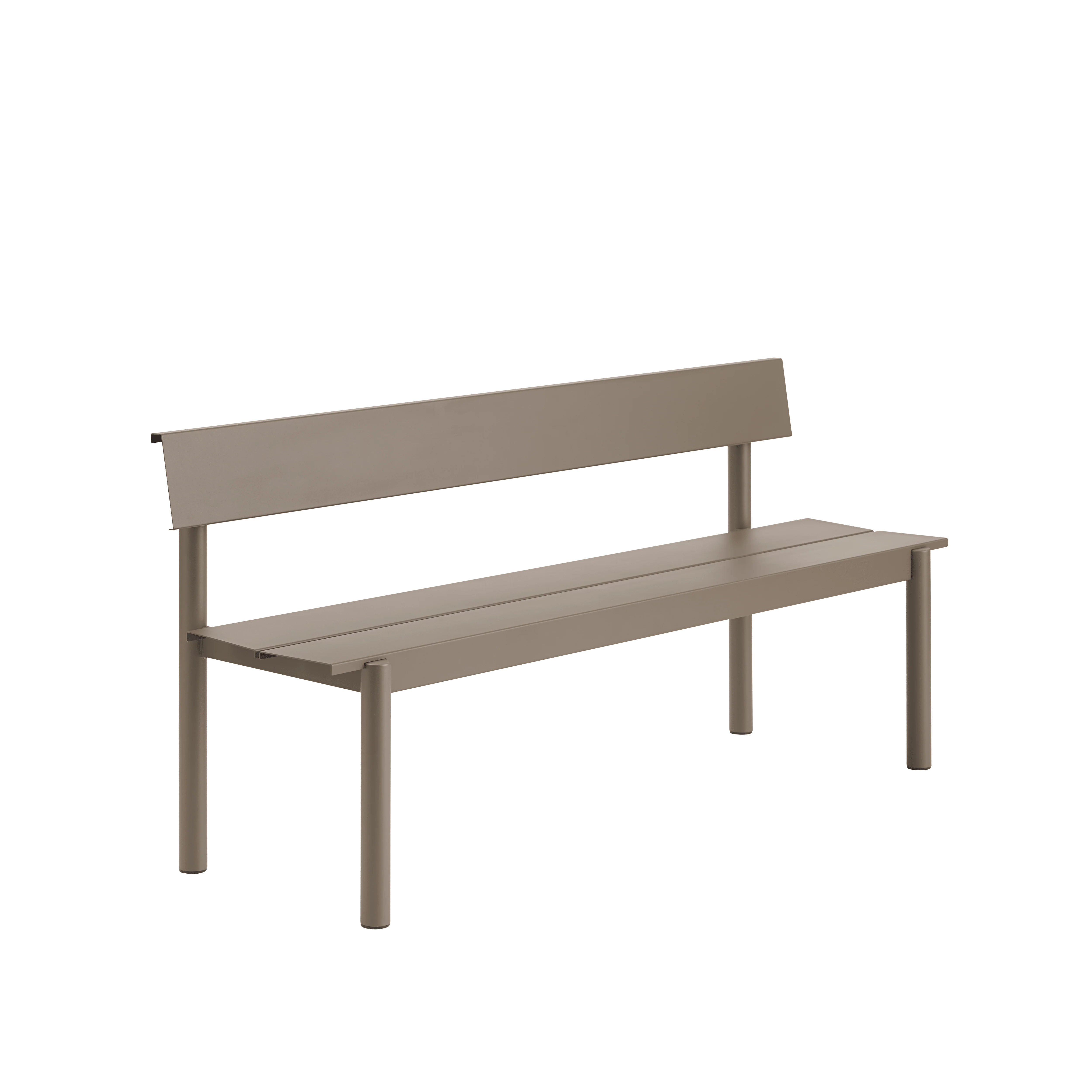 Ławka z oparciem zewnętrzna LINEAR taupe stal - Image 3