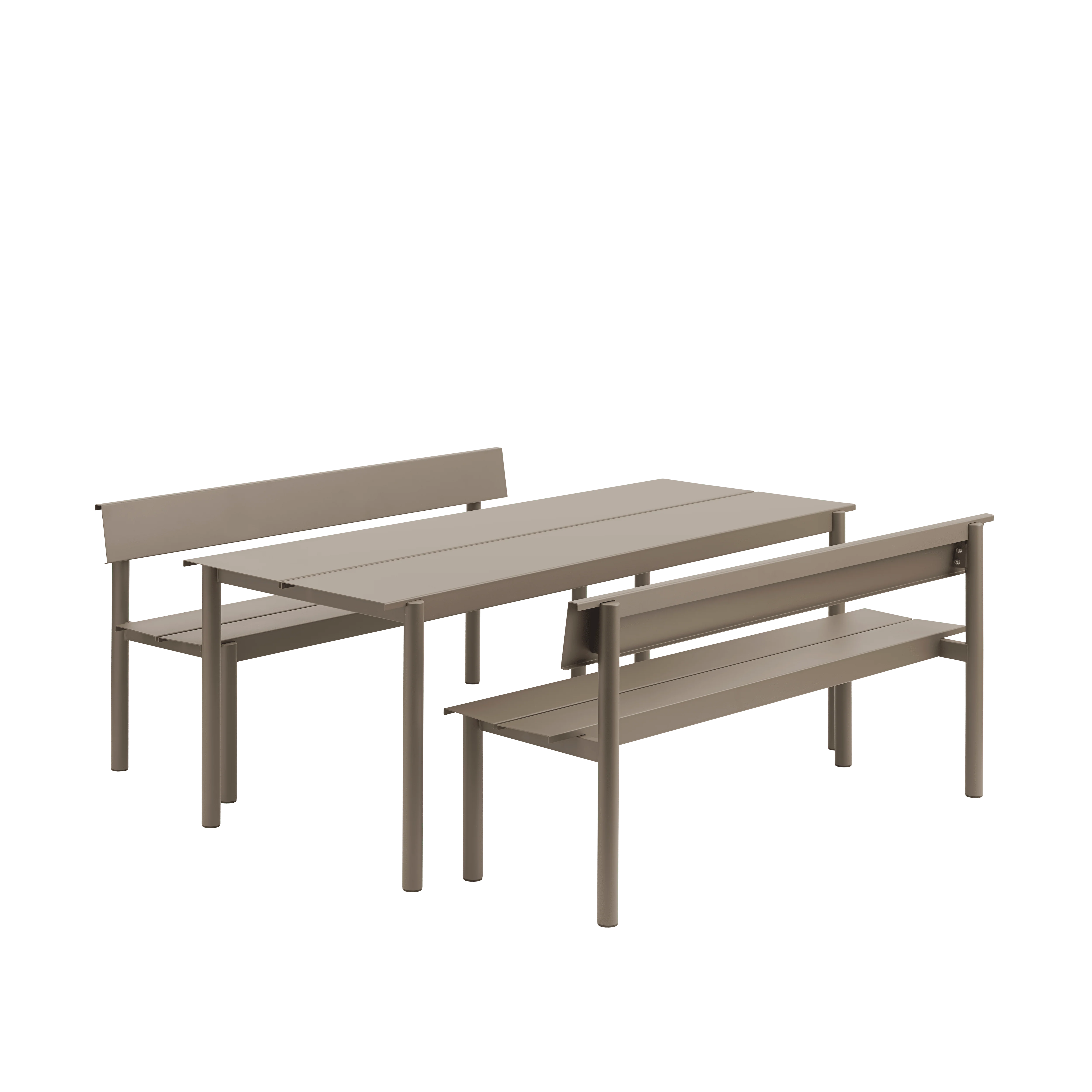 Ławka z oparciem zewnętrzna LINEAR taupe stal - Image 5