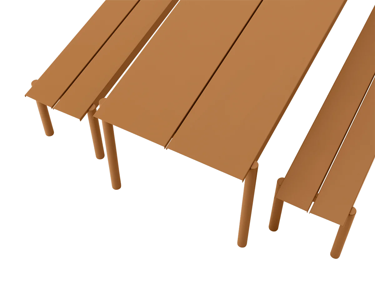 Ławka zewnętrzna LINEAR pomarańczowa stal - Image 9