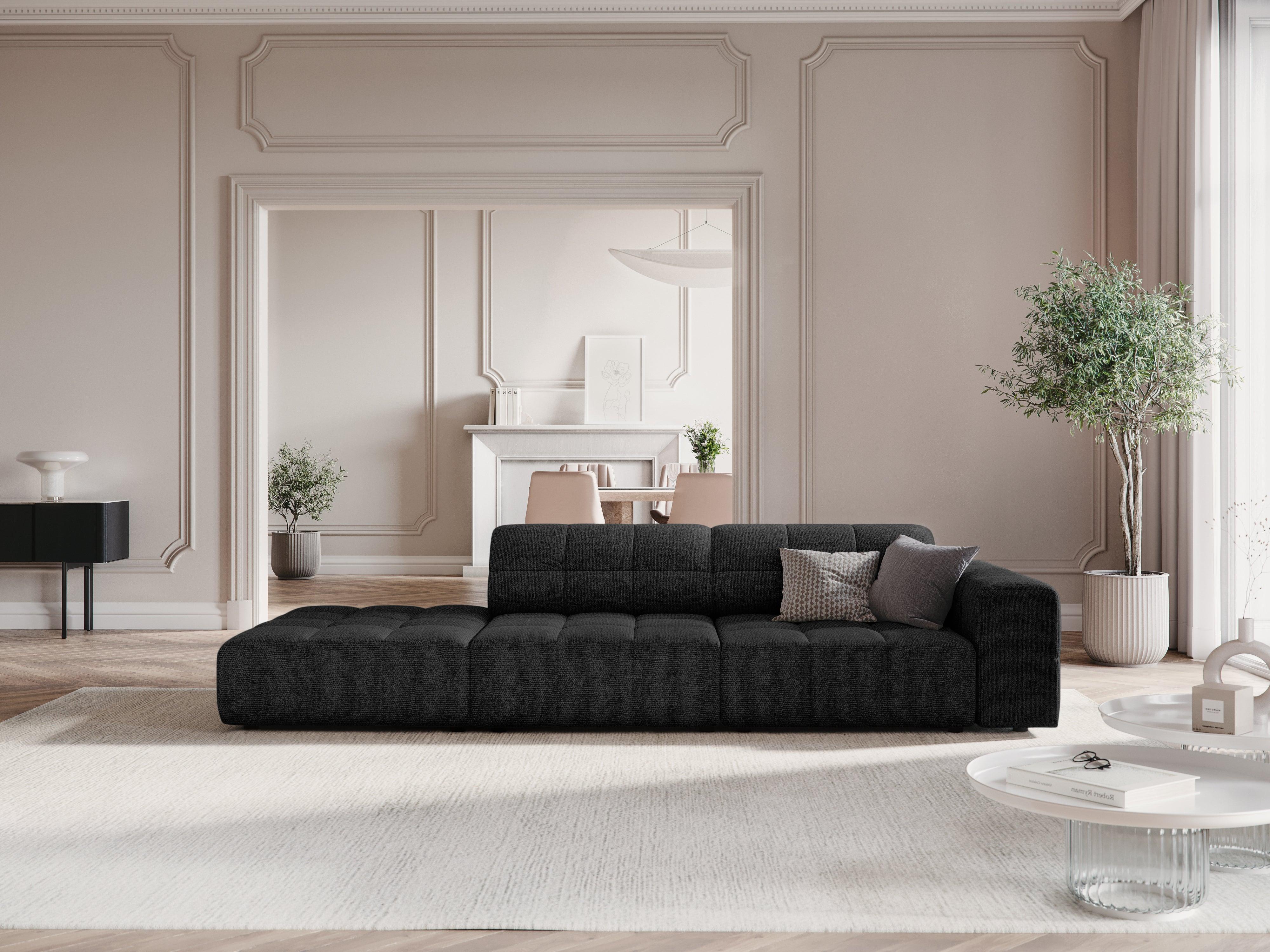 Sofa lewostronna 3-osobowa CHICAGO czarny szenil - Image 8