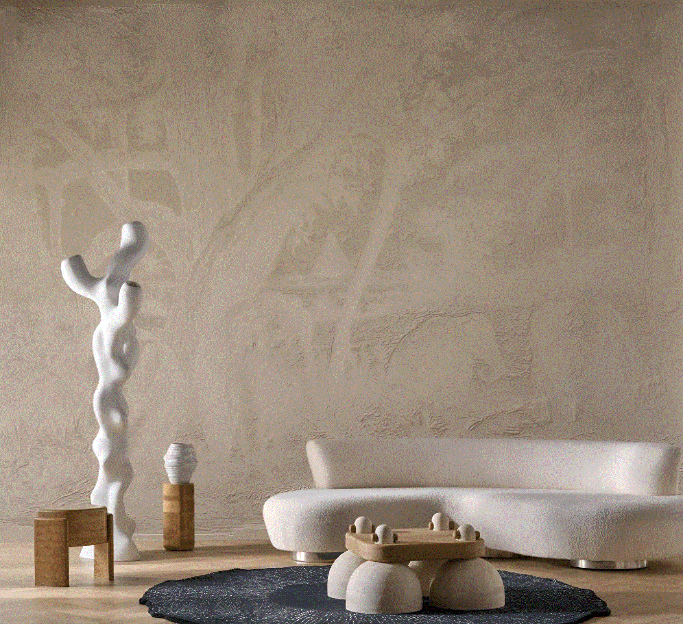 Mural tekstylny strukturalny 3D z motywem zwierzęcym MAXIMUS - BRUN TABAC brązowy - Image 2