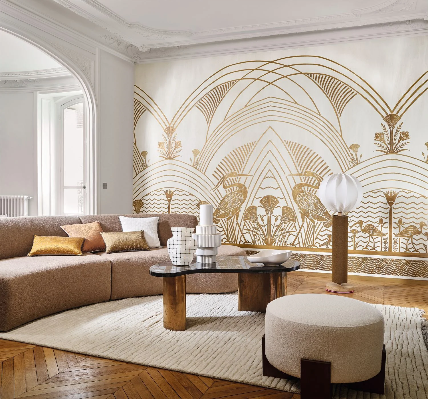 Mural w stylu art déco ELEPHANTINE zielony ze złotym - Image 3
