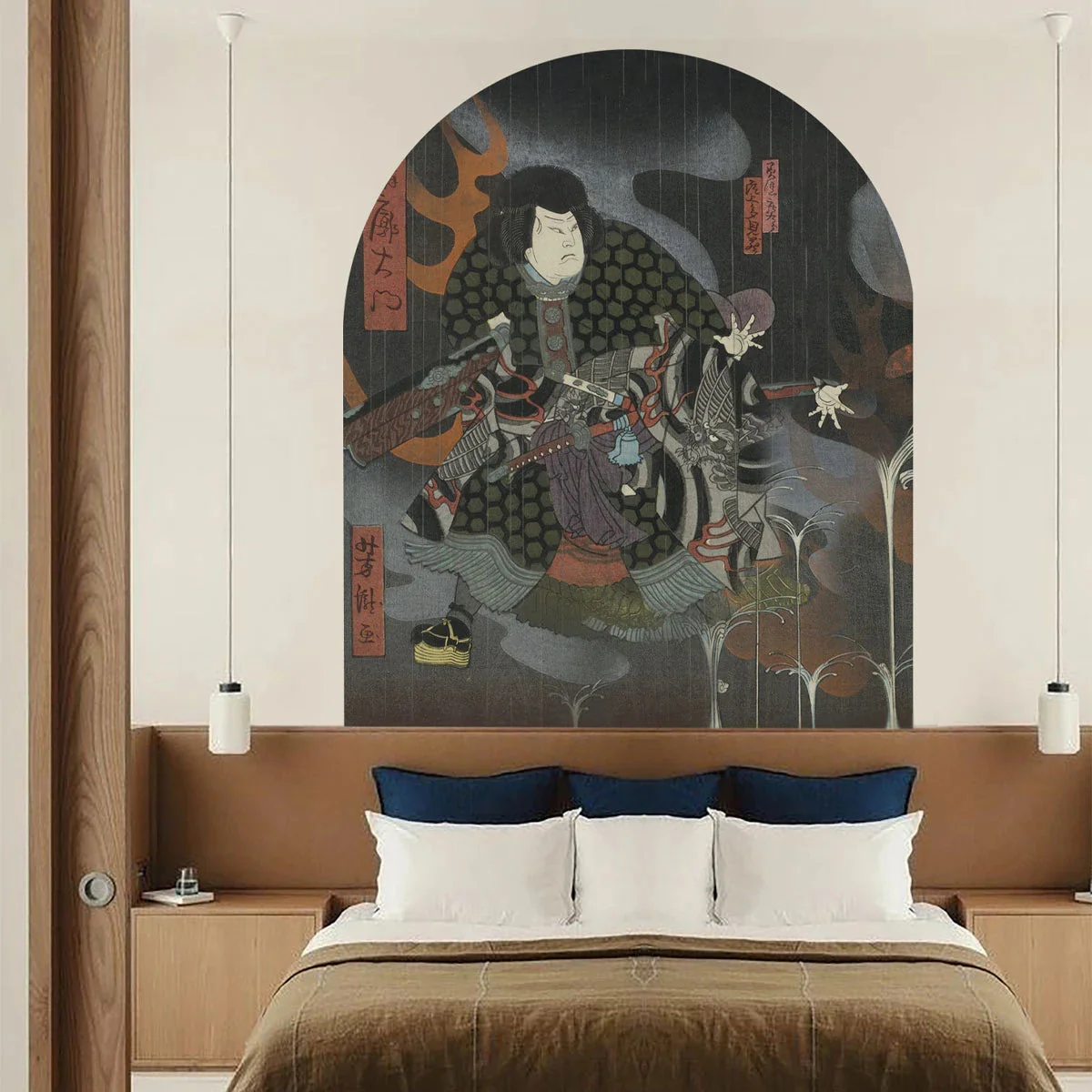 Mural flizelinowy w kształcie łuku MIDNIGHT WARRIOR ciemnoszary
