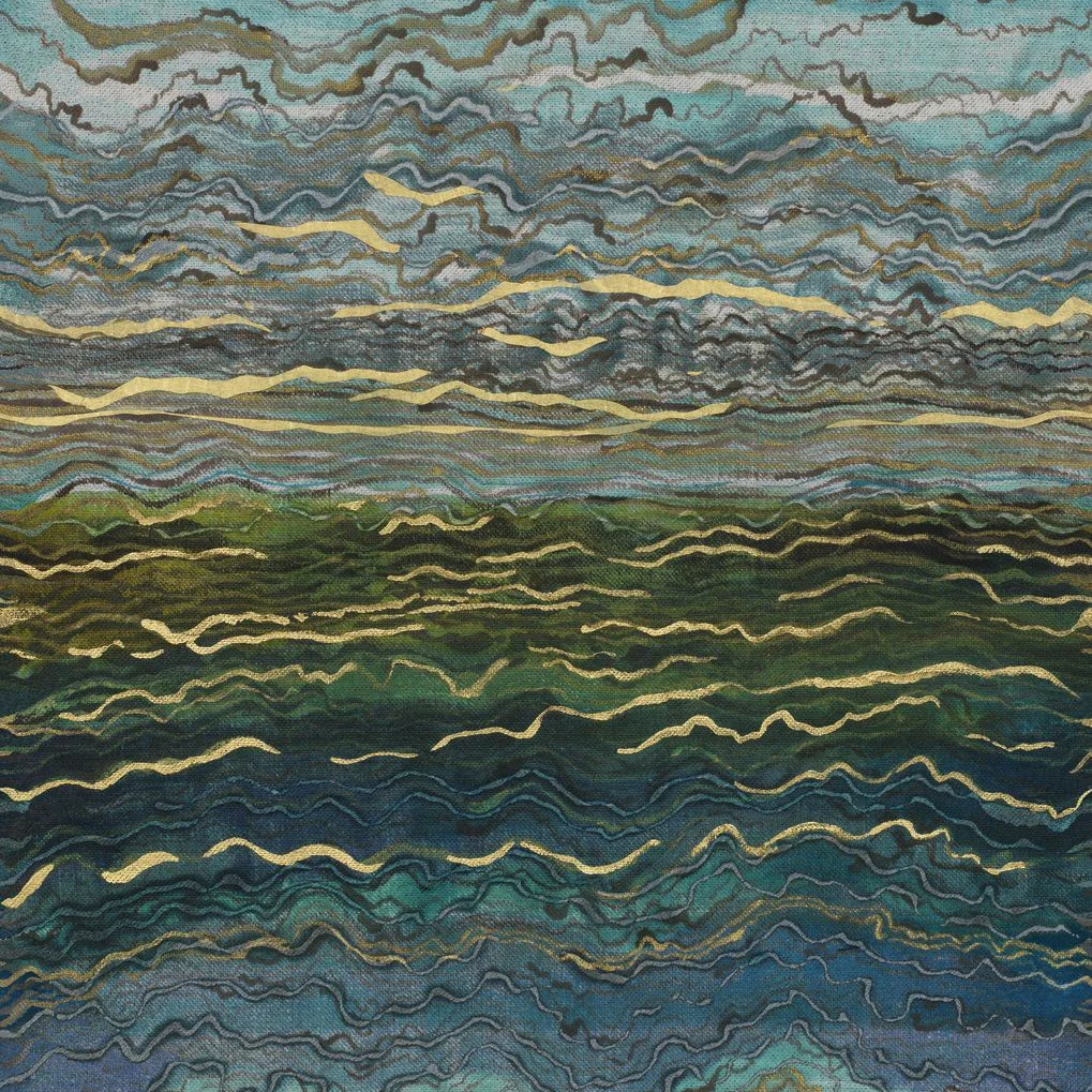 Mural metaliczny AZURITE - BLEU/VERT/DORÉ niebieski ze złotym
