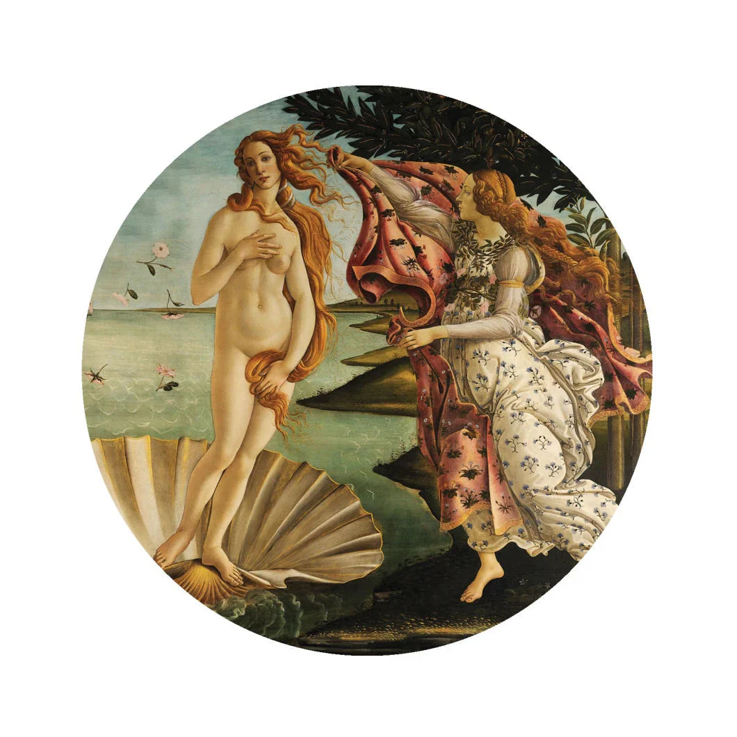Mural w kształcie koła DOTS - BIRTH OF VENUS zielony z niebieskim