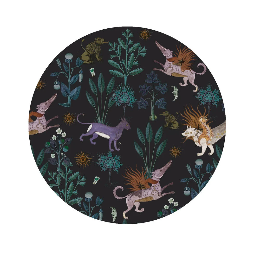Mural w kształcie koła DOTS - BOTANIC BEAST PURPLE czarny z fioletowym