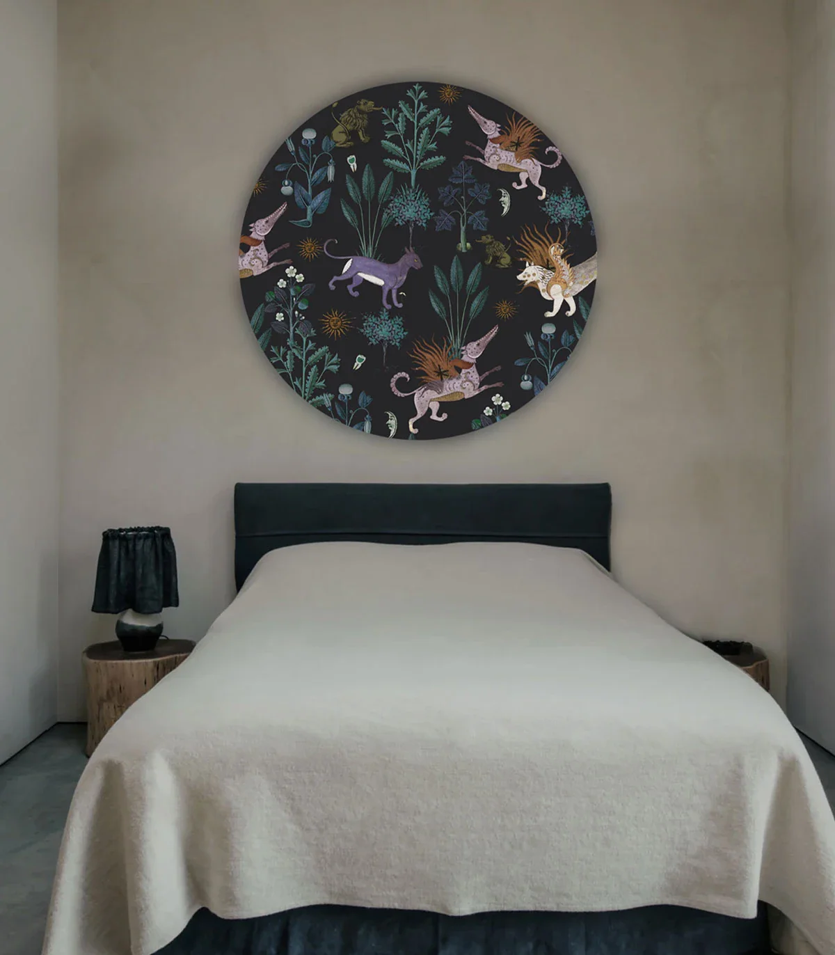 Mural w kształcie koła DOTS - BOTANIC BEAST PURPLE czarny z fioletowym - Image 2