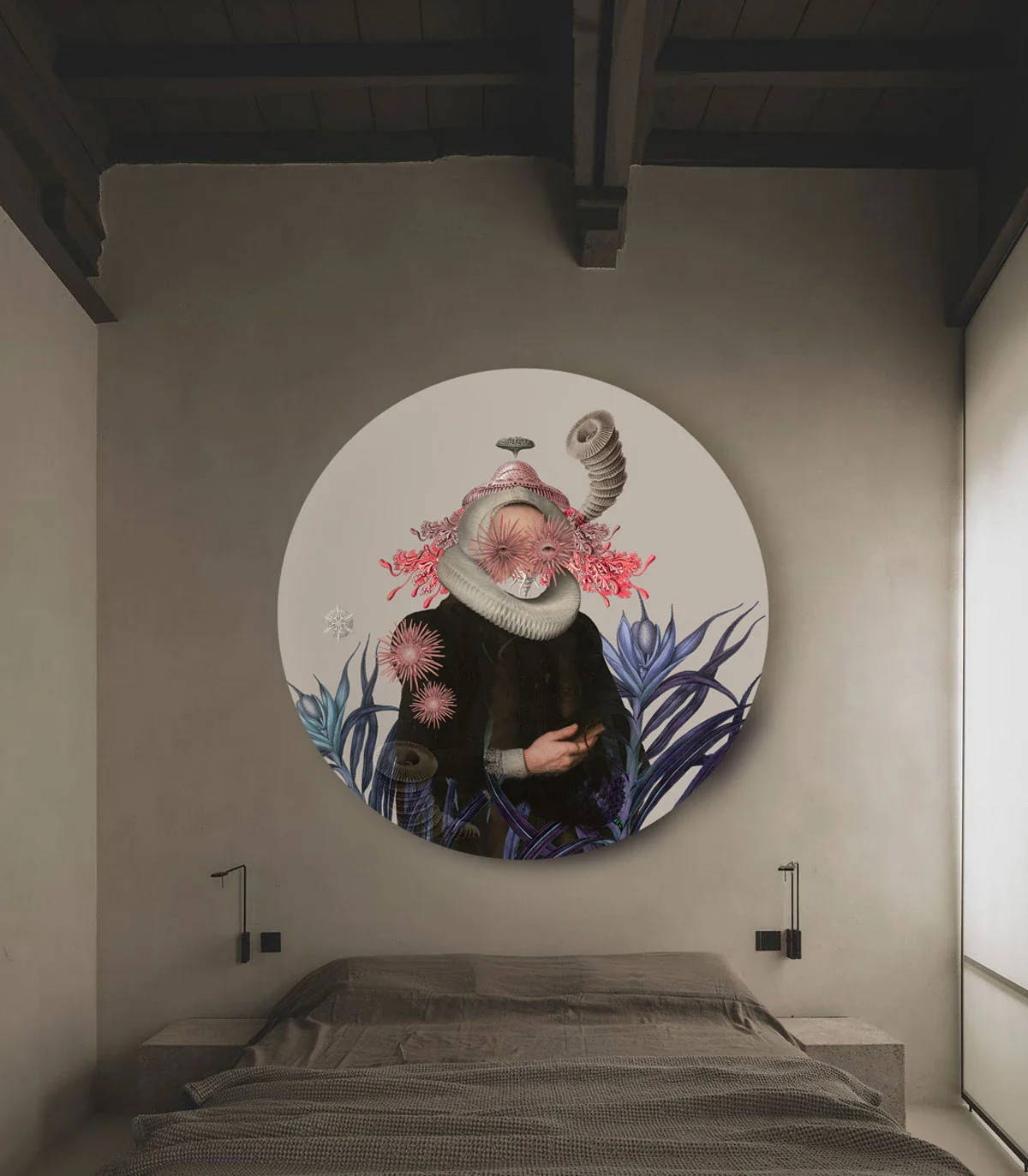 Mural w kształcie koła DOTS - LADY MEDUSA beżowy - Image 2
