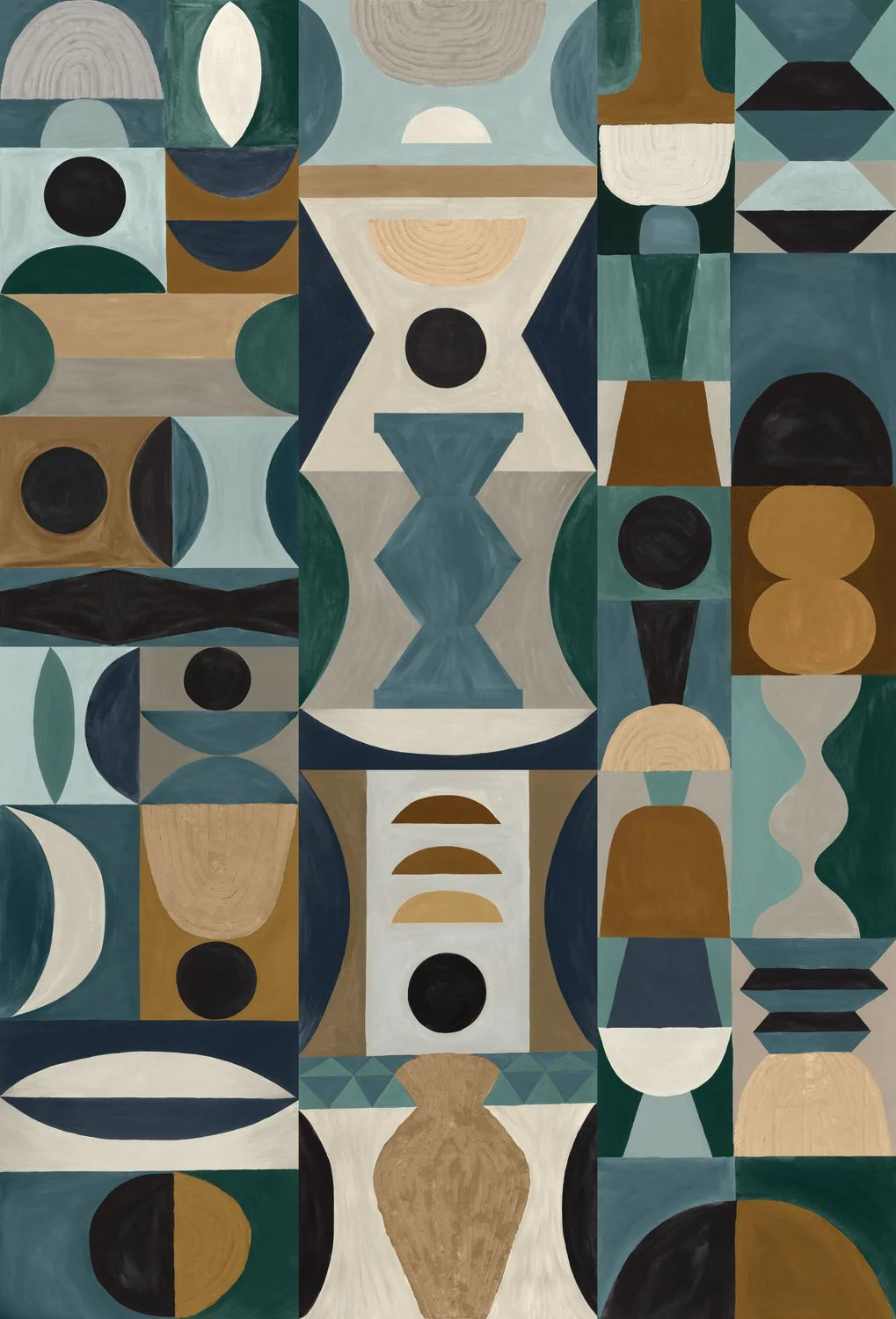 Mural z geometrycznym wzorem MODELAGE - BLEU/CELADON niebieski z seledynowym - Image 4