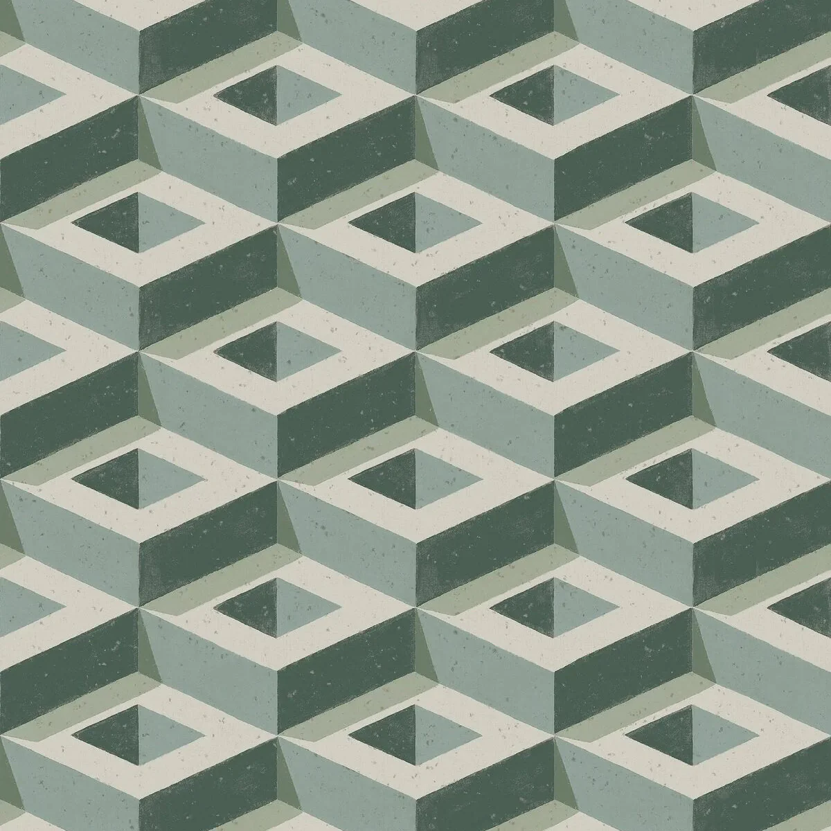 Mural z motywem geometrycznym 3D BOXES zielony