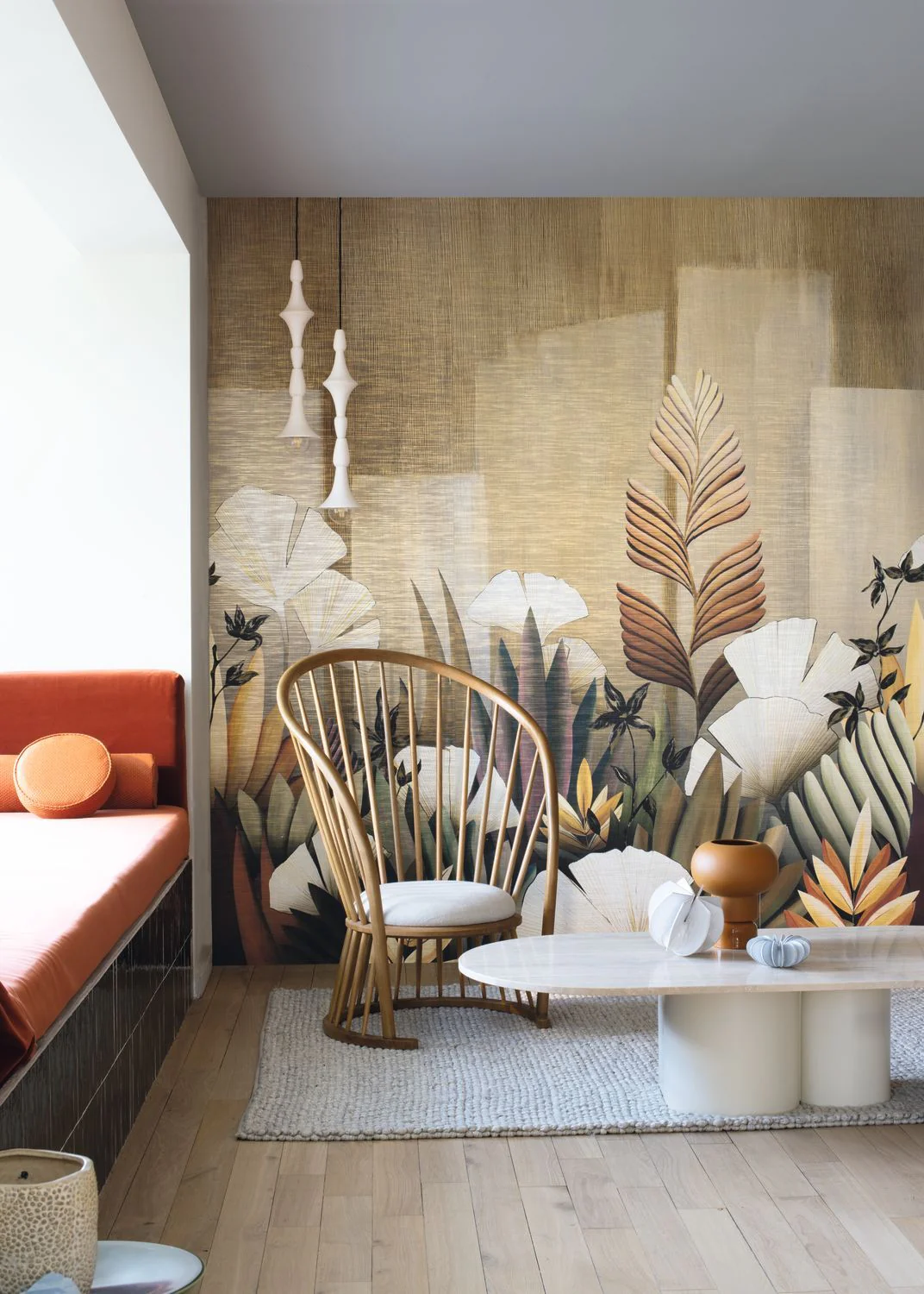 Mural z motywem roślinnym ICHO słomiany beż z brudnym różem - Image 5