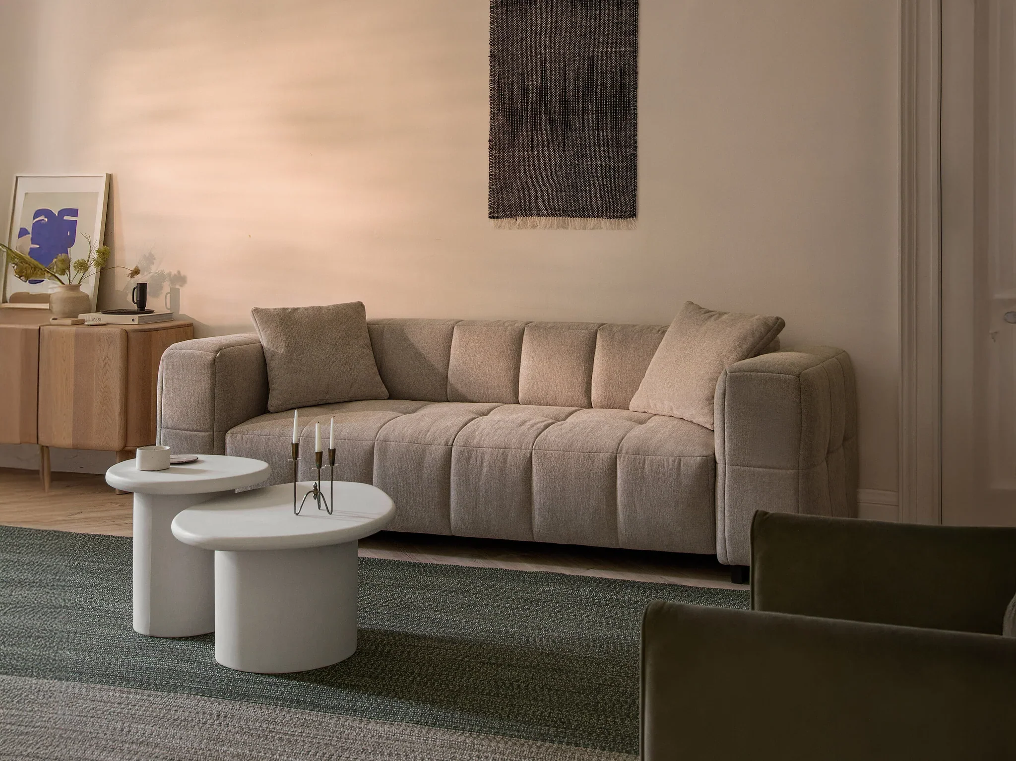 Narożnik aksamitny lewostronny z funkcją spania PUMA królewski niebieski - Image 2