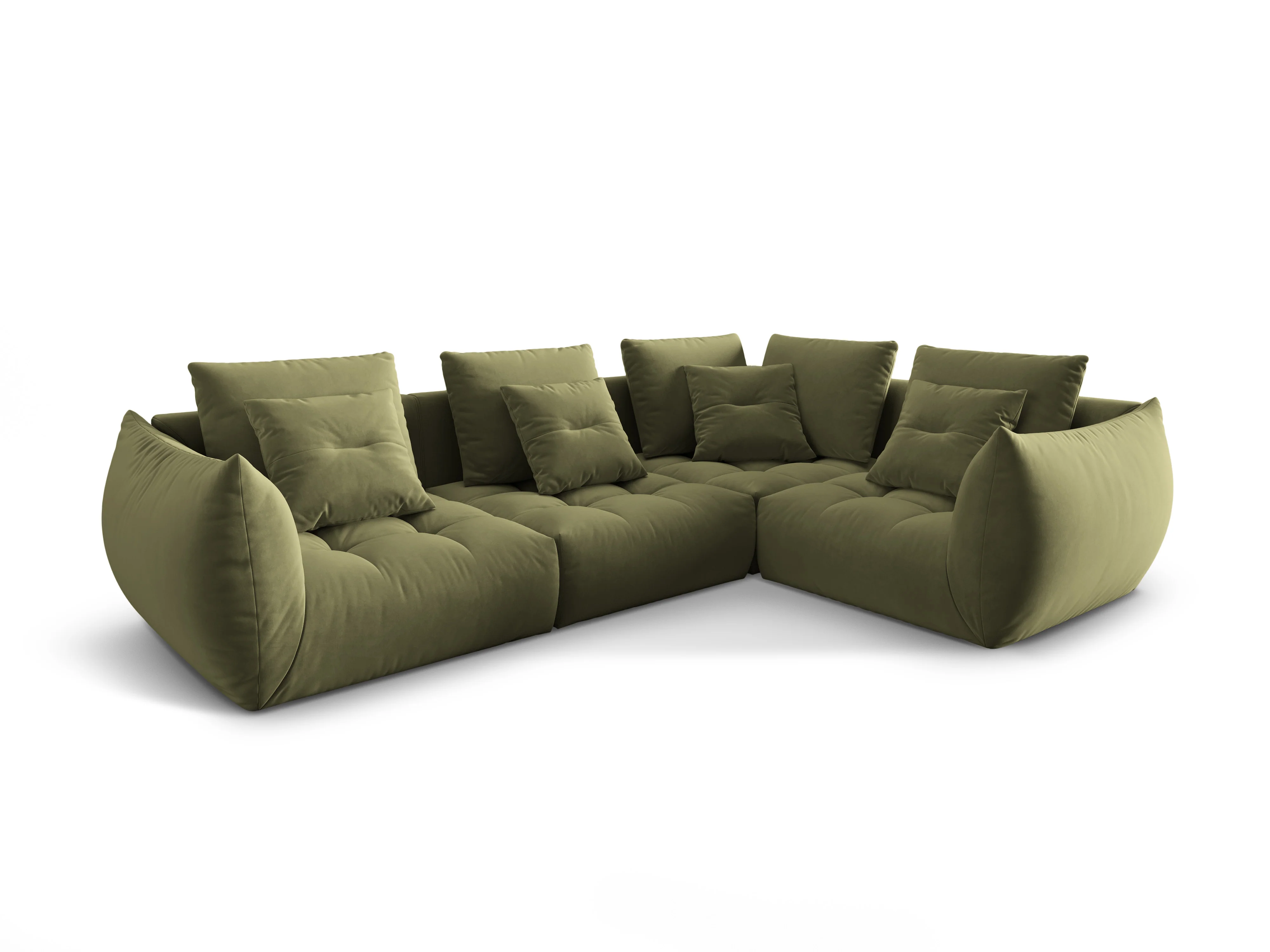 Narożnik aksamitny modułowy 3-osobowy prawostronny BLOOM zielony - Image 3