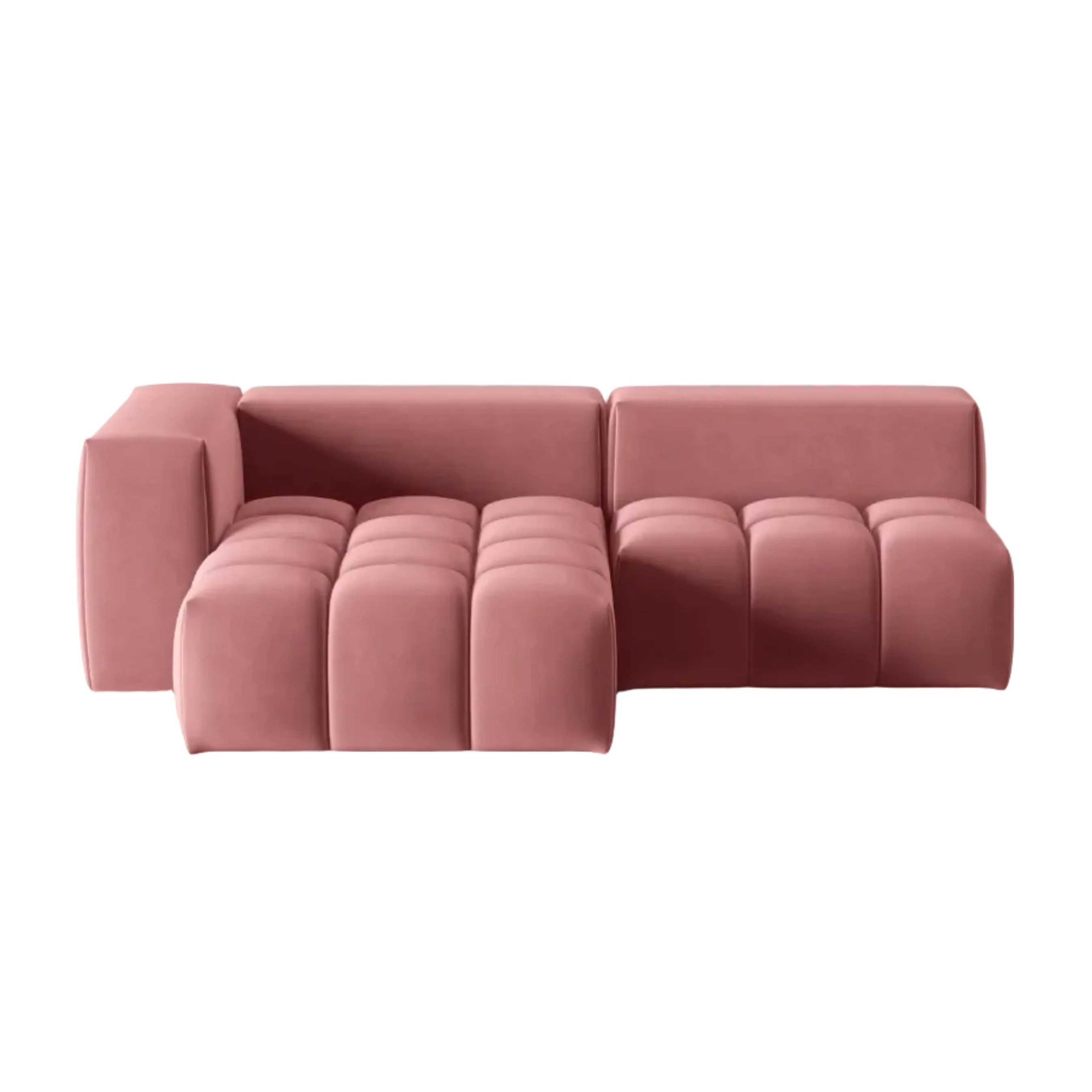 Narożnik aksamitny 3-osobowy lewostronny otwarty VERONA różowy flamingo